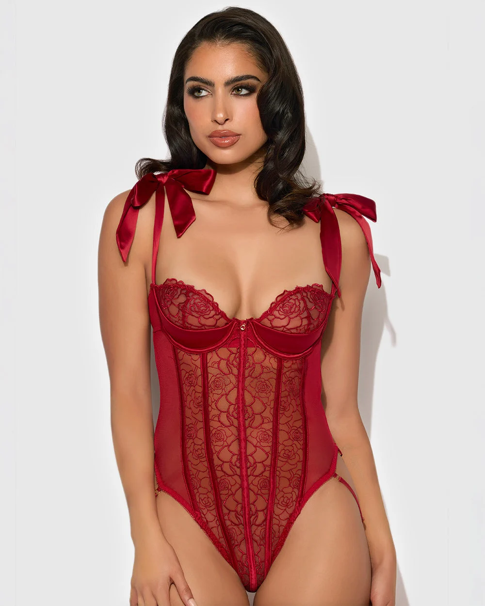 Rosalie Rouge Strappy Lace Teddy
