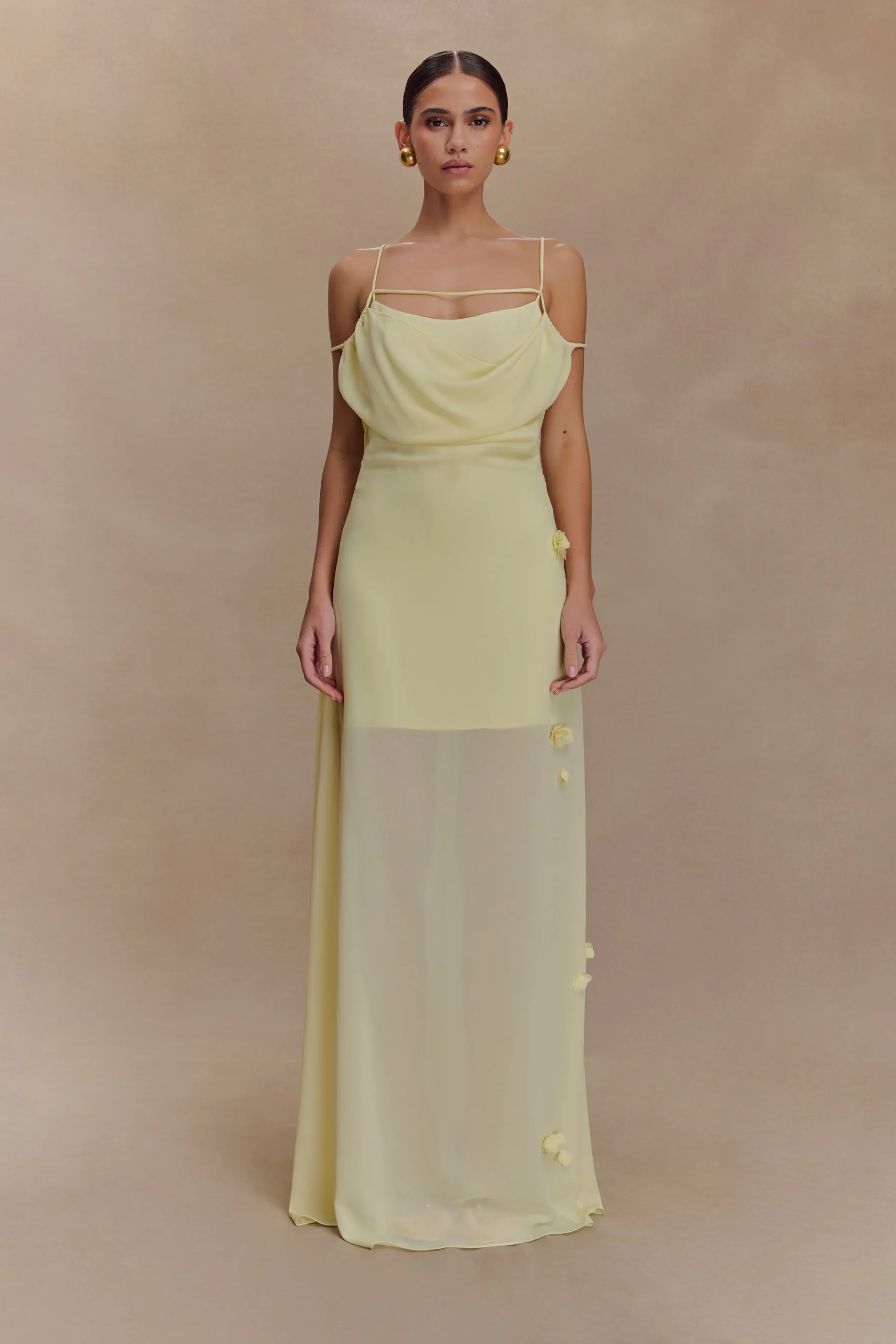 RosalieFINAL SALEFloral Chiffon Maxi Dress - Pastel Lemon
