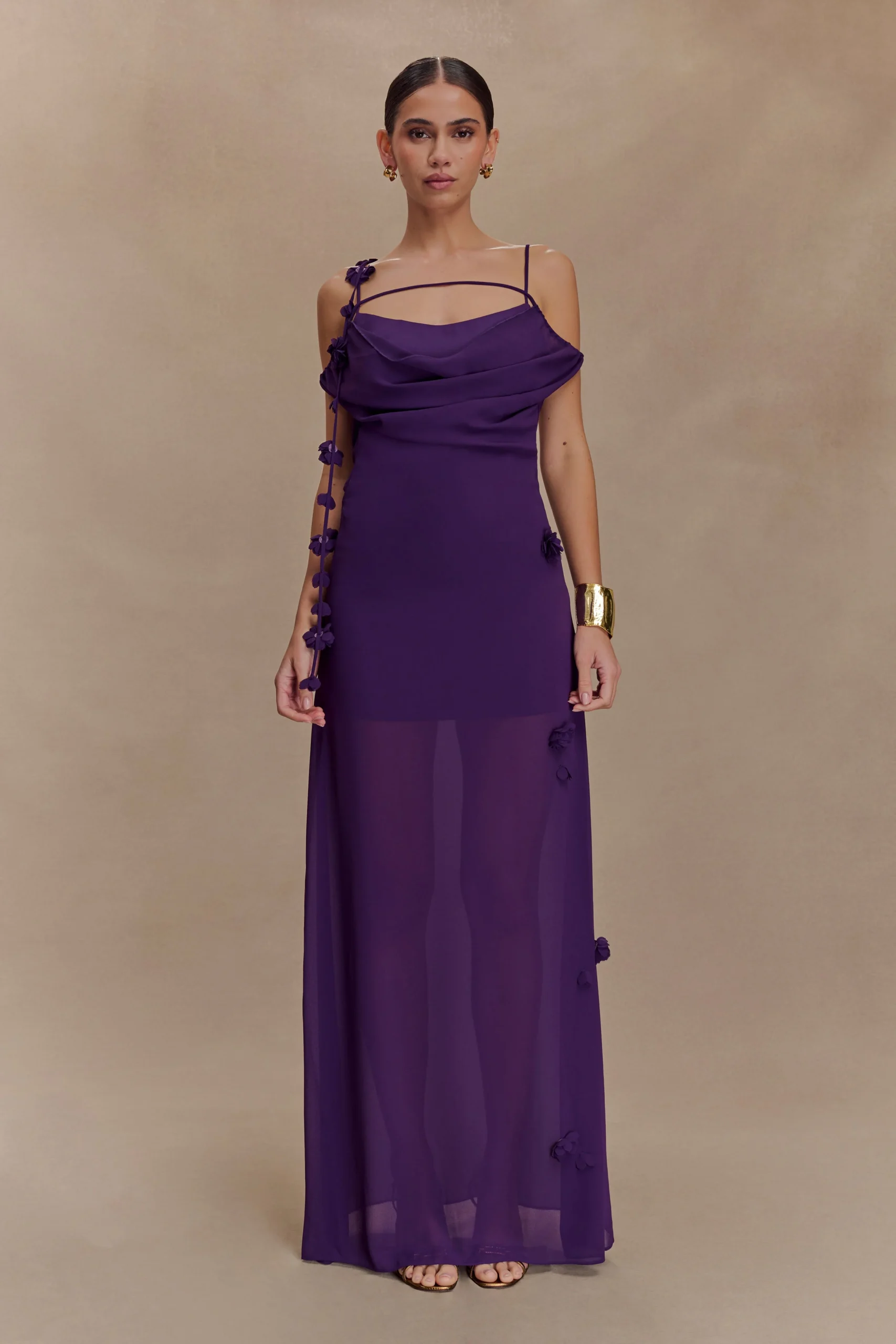 RosalieFINAL SALEFloral Chiffon Maxi Dress - Purple