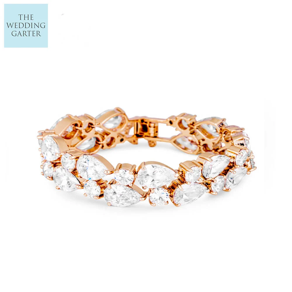 Rose Gold & Pear Cubic Zircoia Diamond Bracelet (2 Colours)