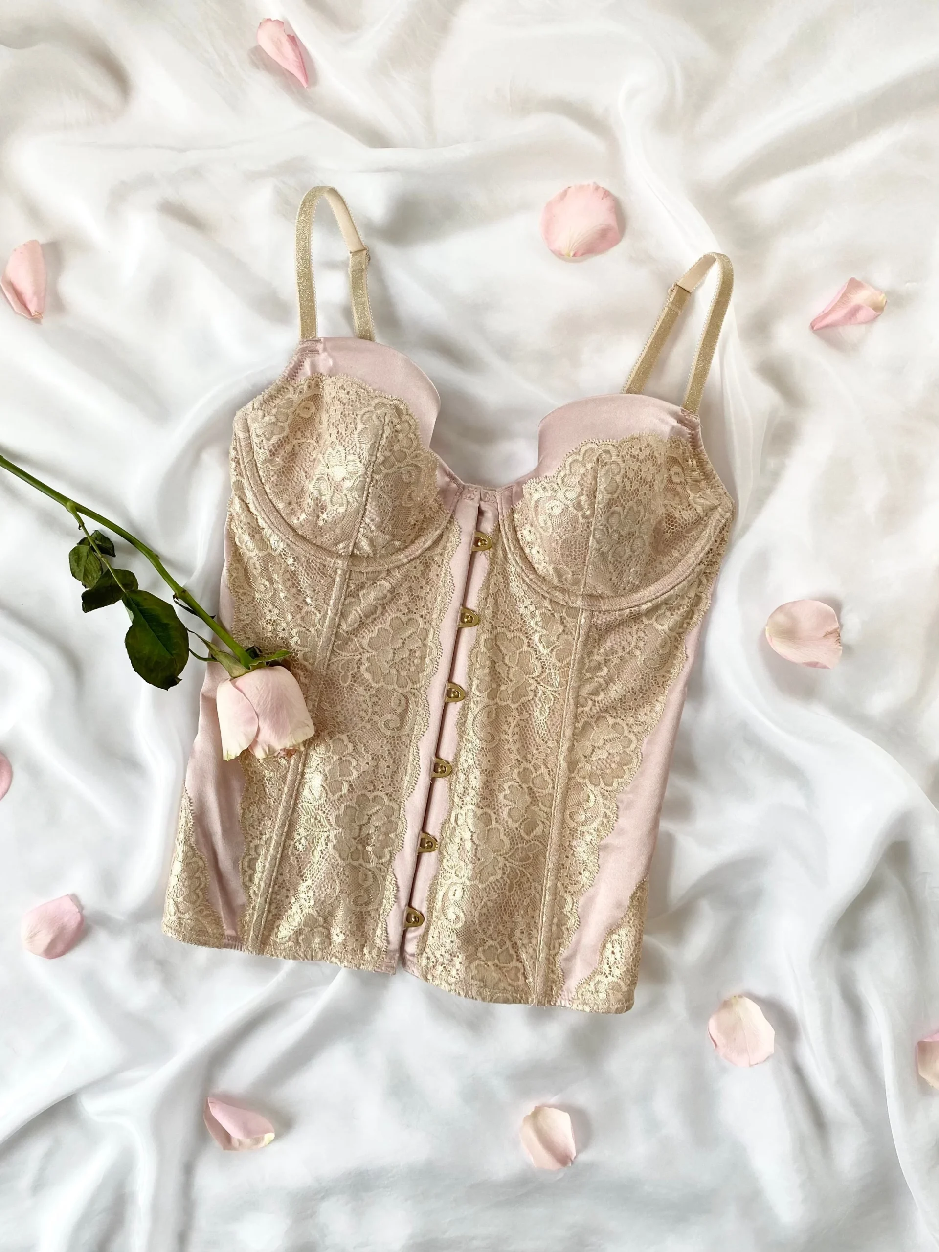 Rose Gold Royalty Lace Vintage Victoria’s Secret Bustier (32C)