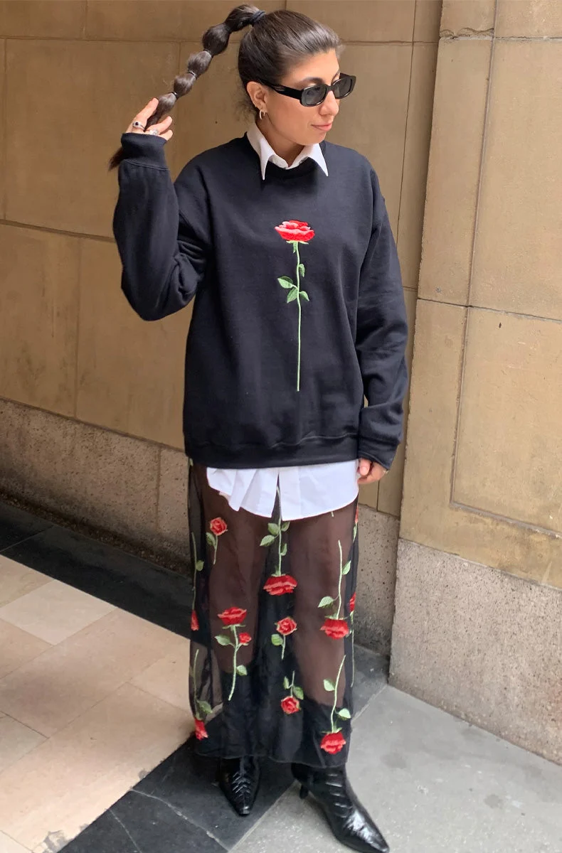 A Rose Is A Rose Single Rose Sweatshirt