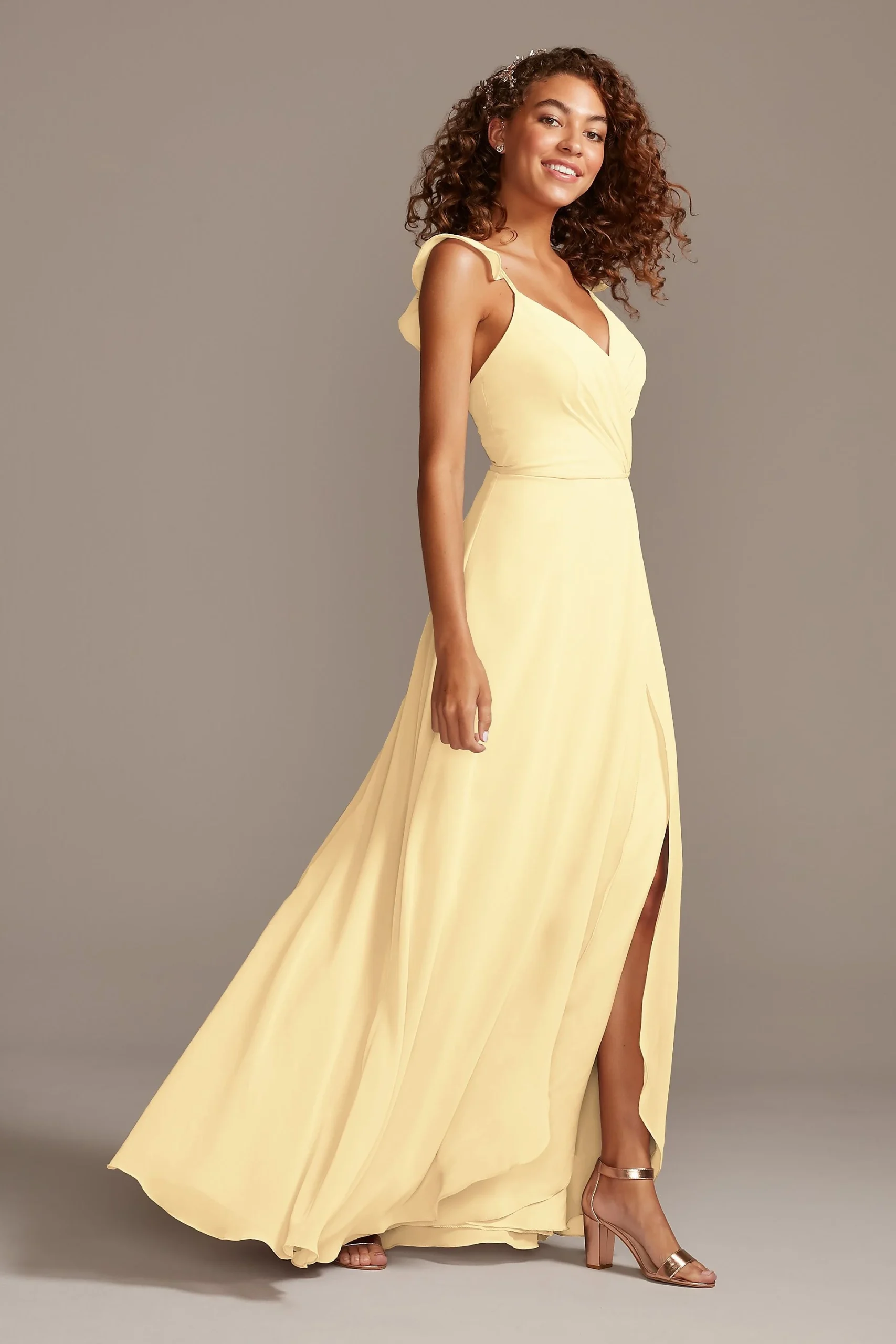 Ruffle Spaghetti Strap Chiffon Dress