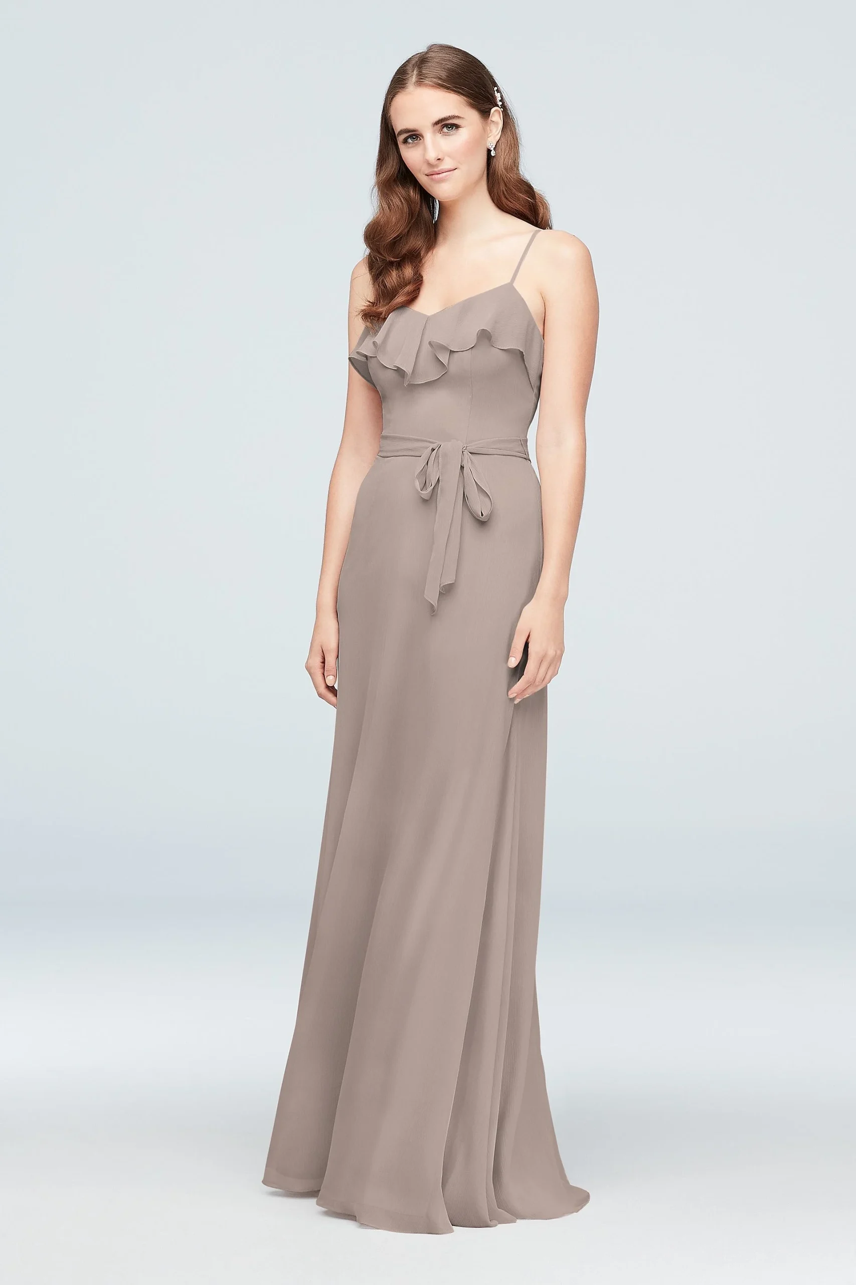 Ruffled Crinkle Chiffon Bridesmaid Dress