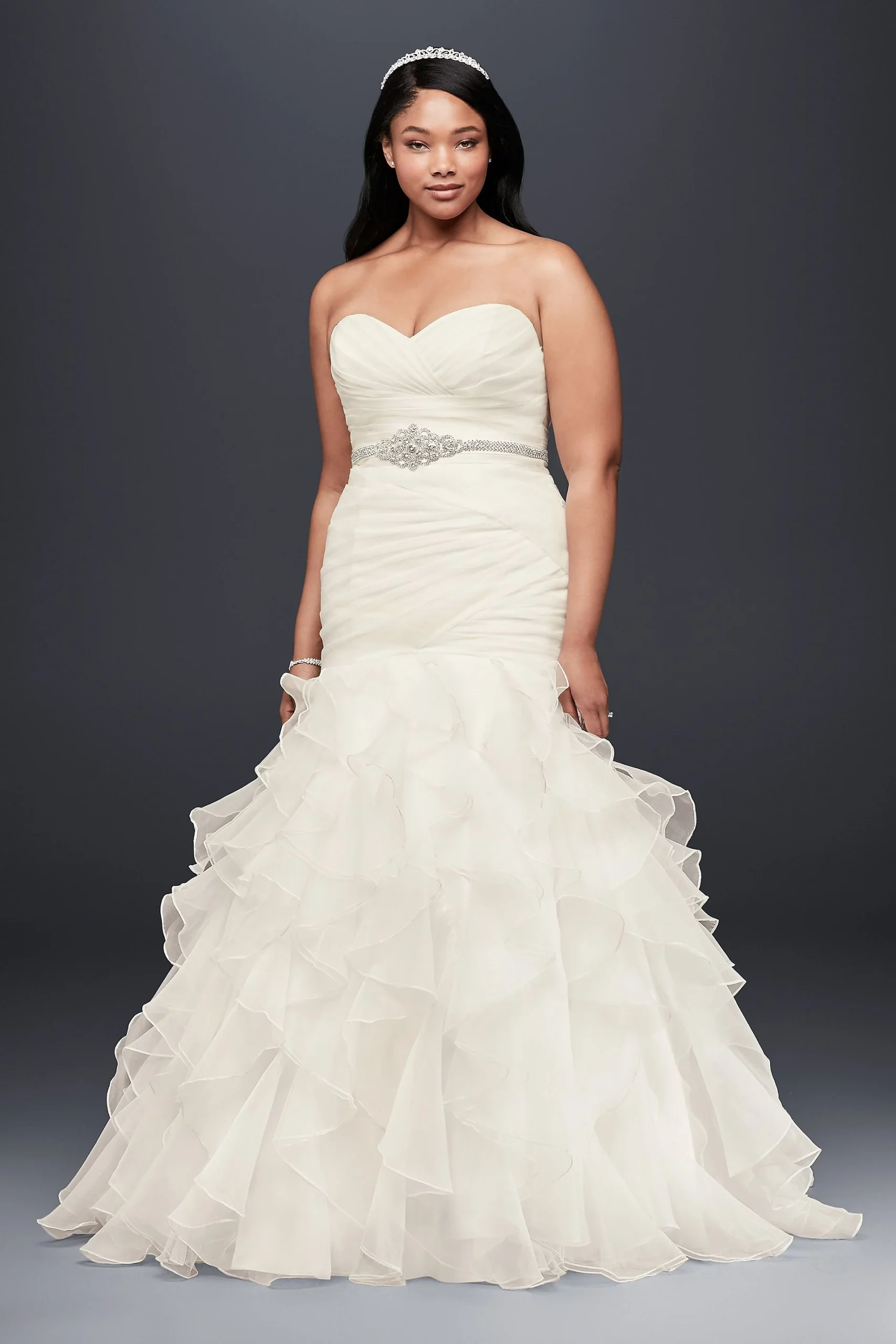 Ruffled Organza Plus Size Wedding Dress