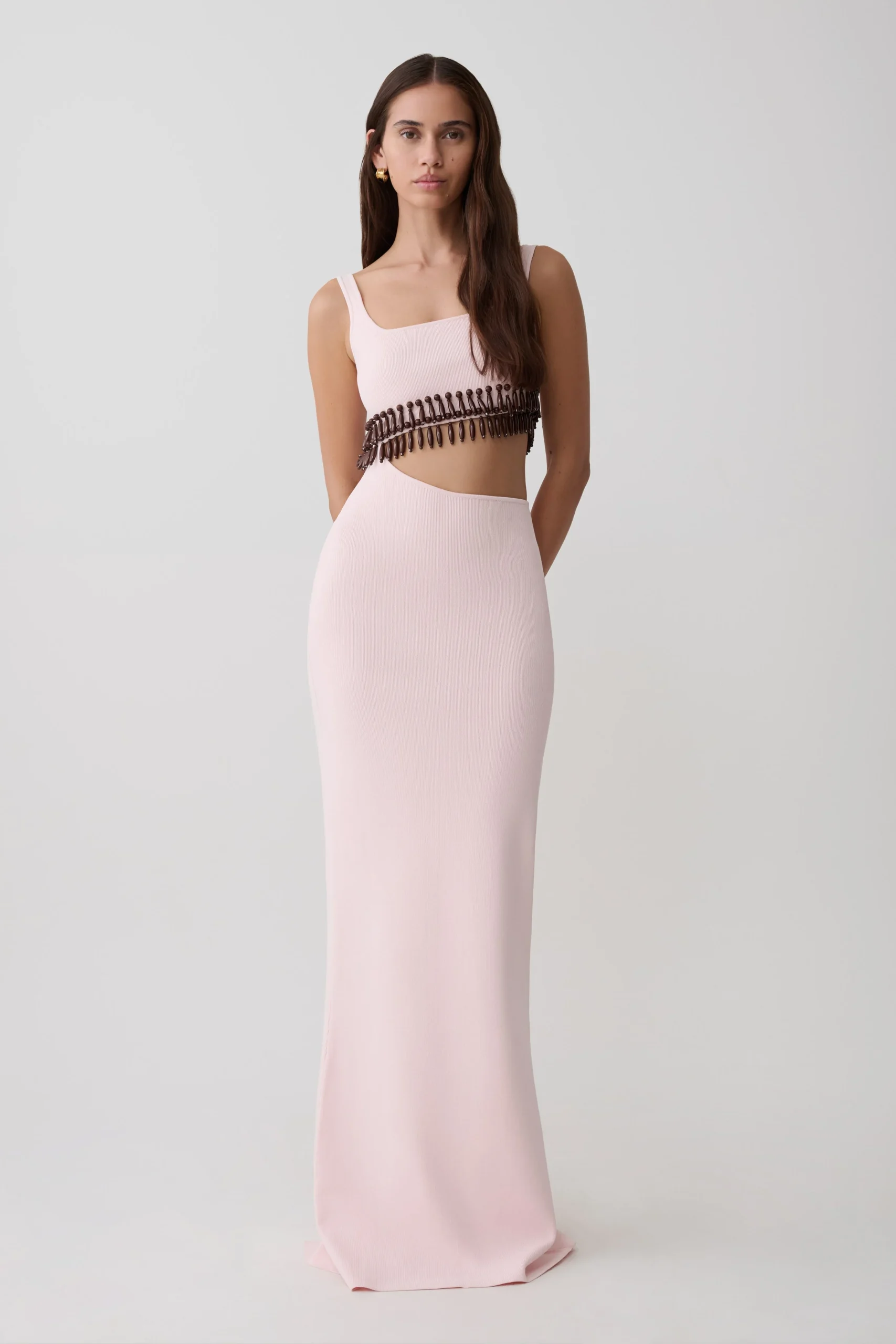 RuvicKnit Maxi Beaded Dress - Baby Pink