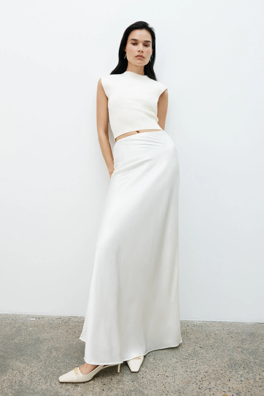 SabrinaSilk Blend Maxi Skirt - Ivory