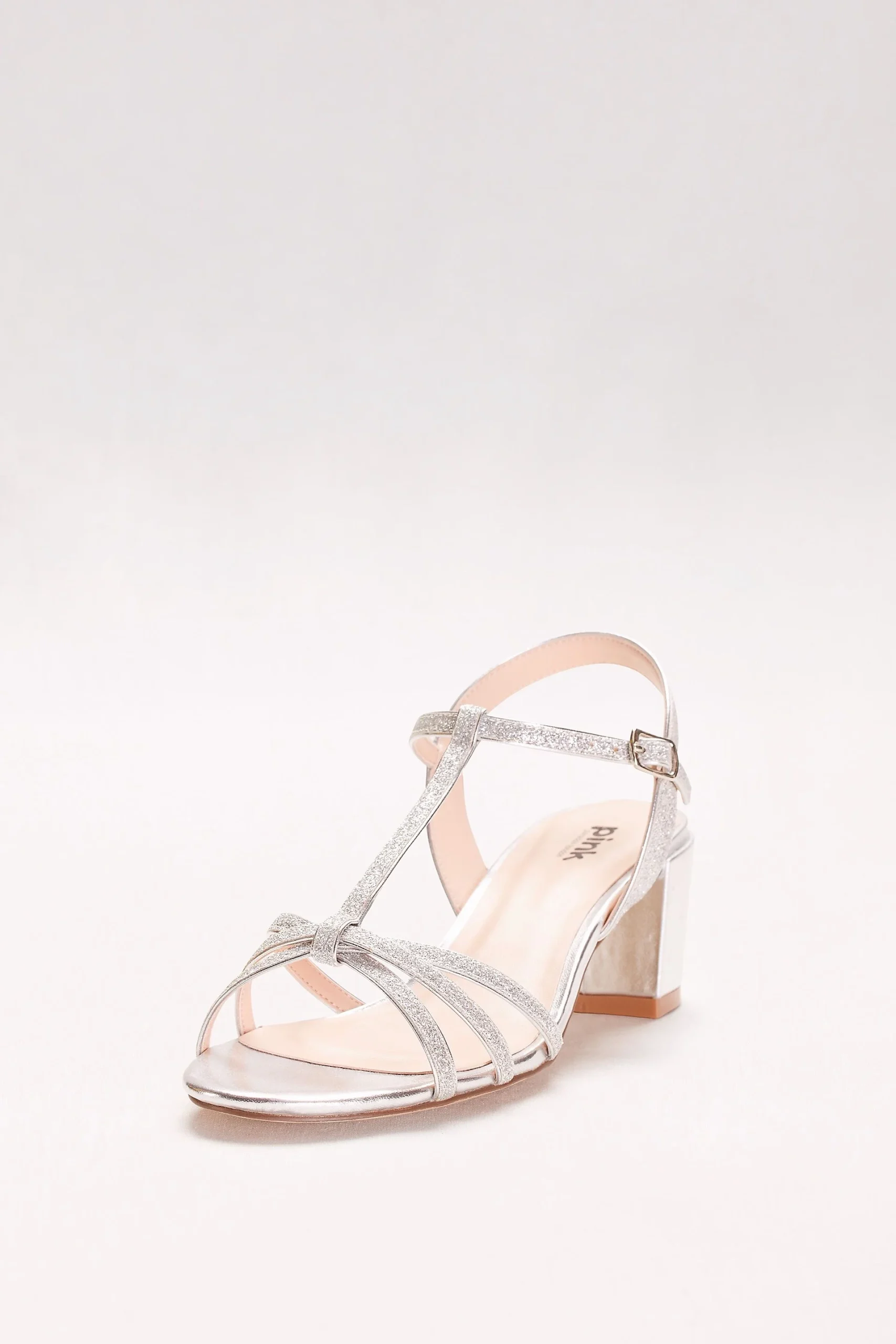 Sadie Glitter Block Heel T-Strap Sandals