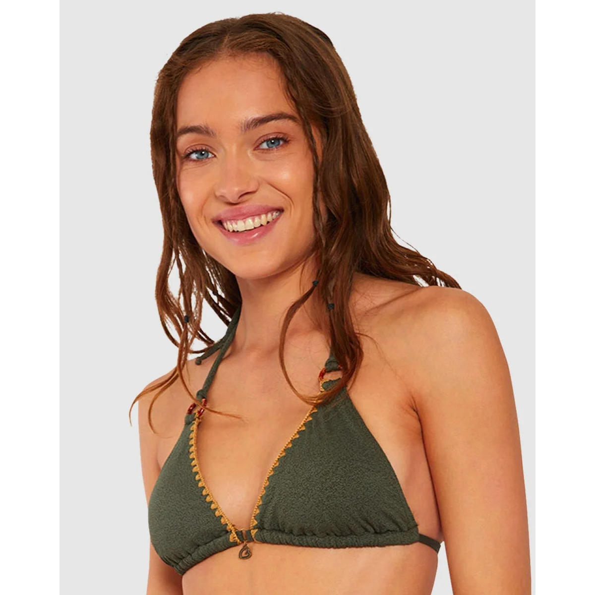 Santafe Yero Halter Padded Bikini Top with Removable Padding