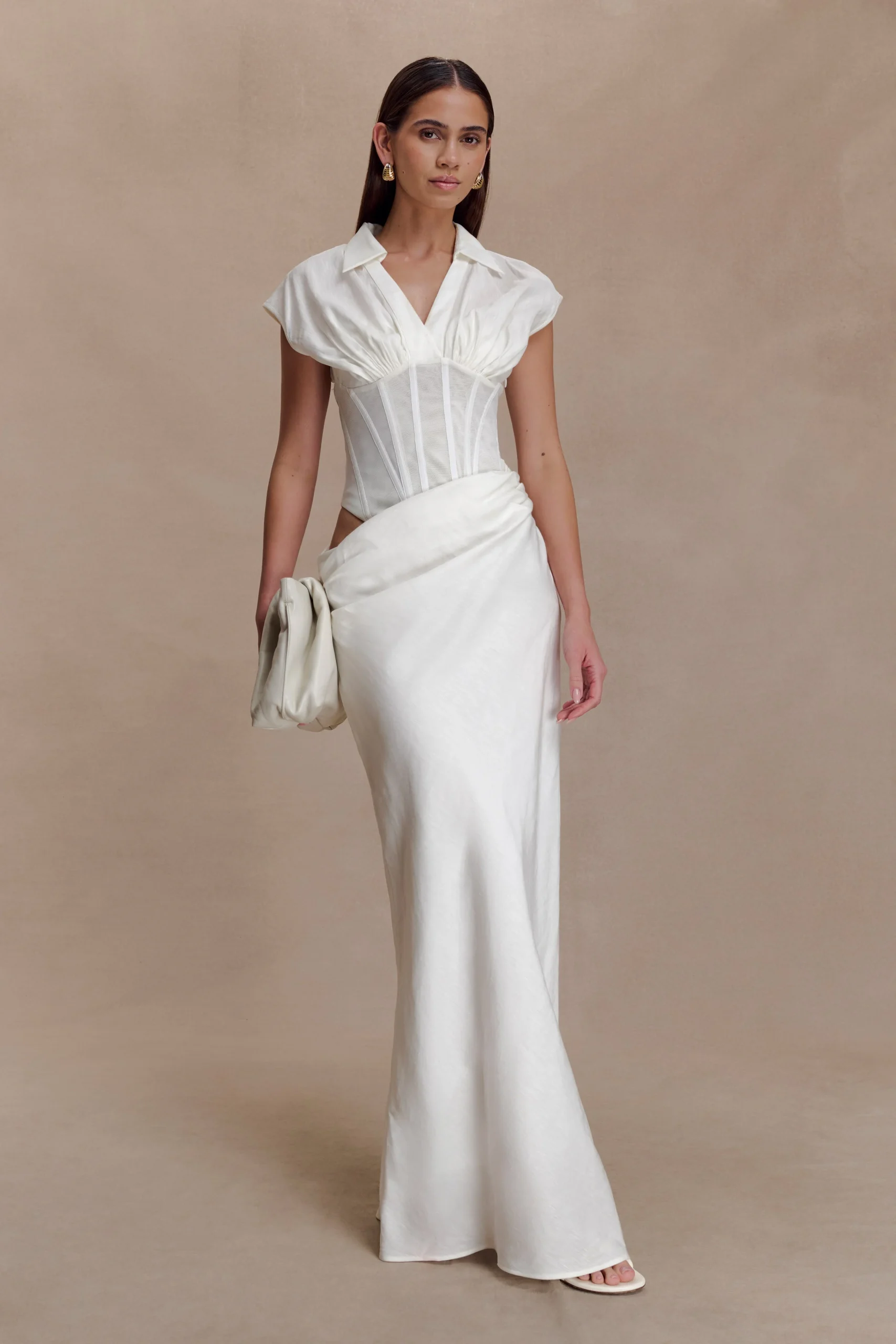 SaphiraShirt Corset Maxi Dress - White