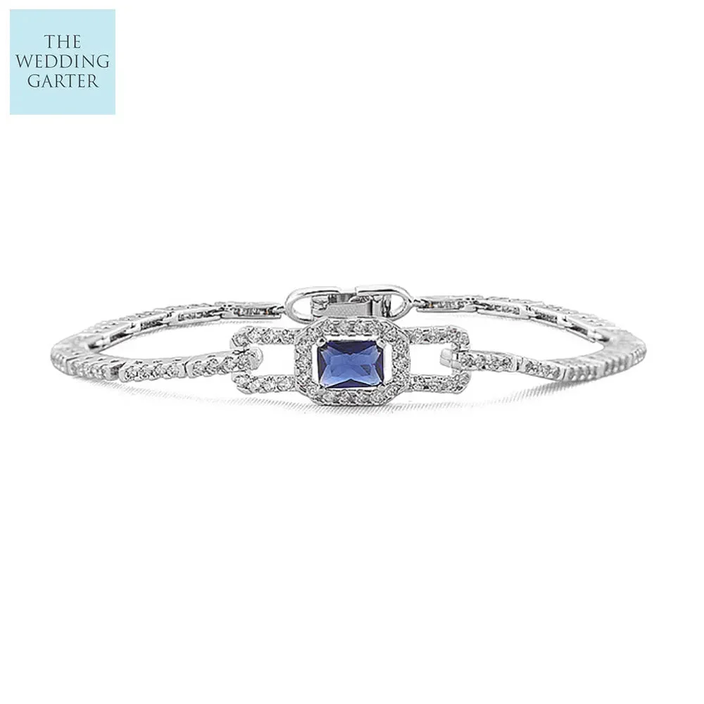 Sapphire Blue Cubic Zirconia Micro Parve Bridal Bracelet