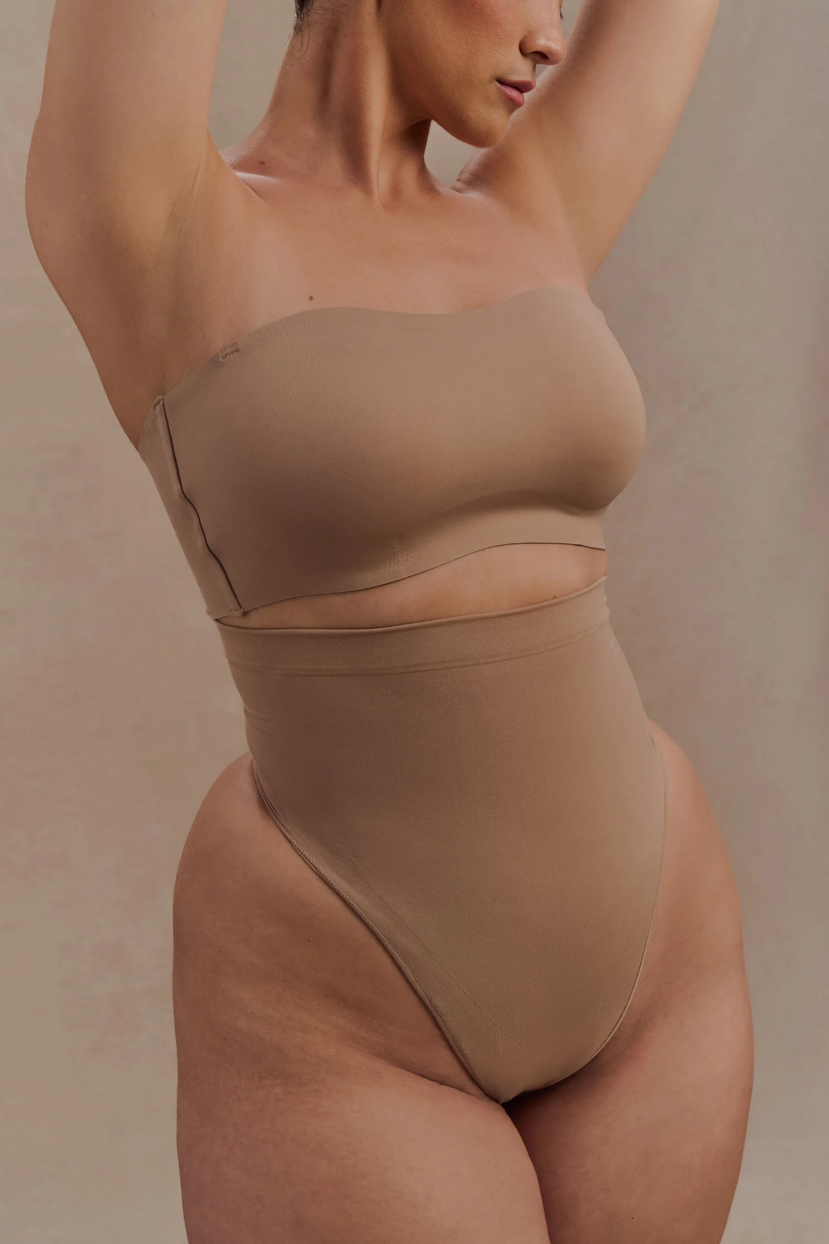 SariaHigh Waist Shapewear Briefs - Latte