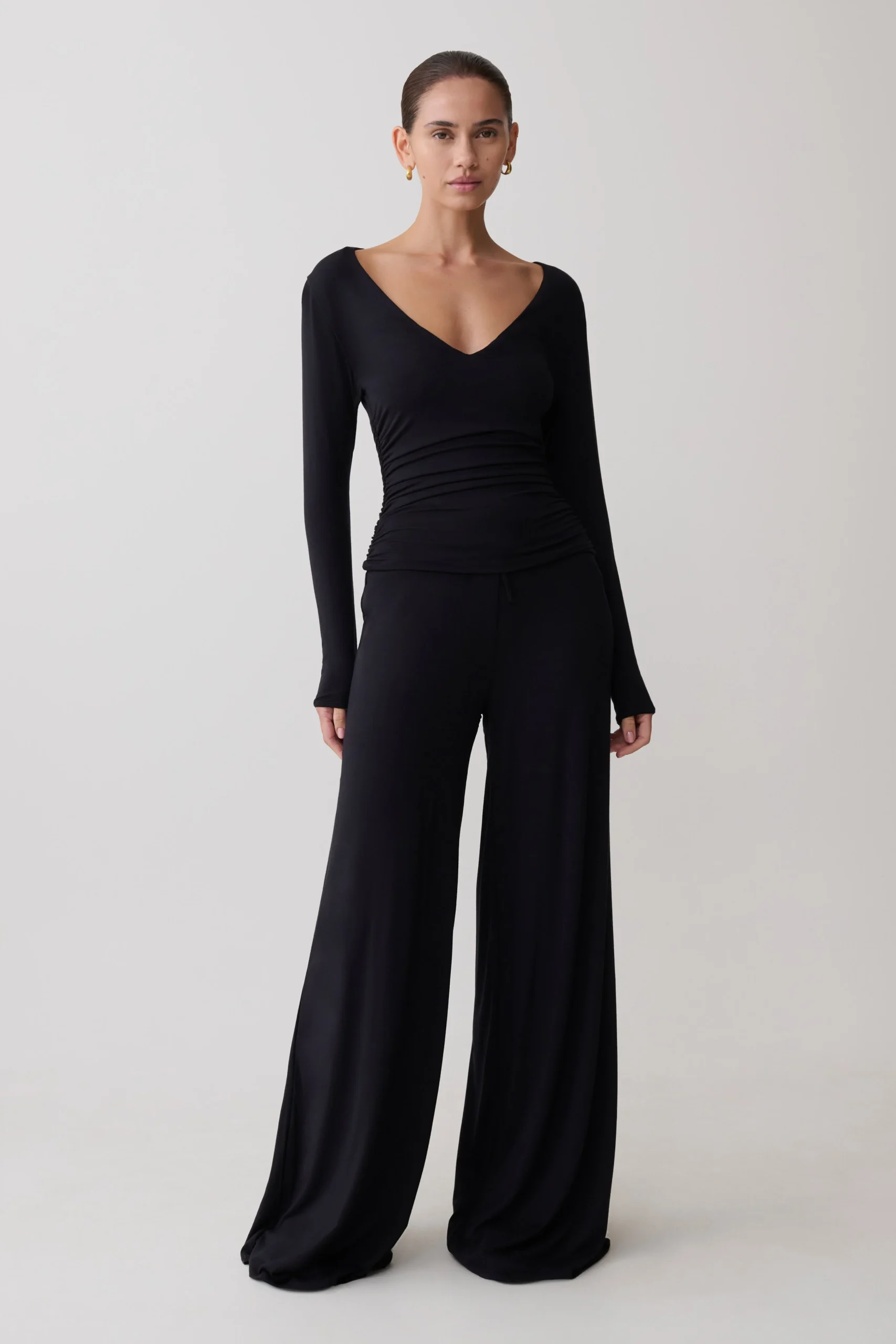 SariLong Sleeve Modal Top - Black