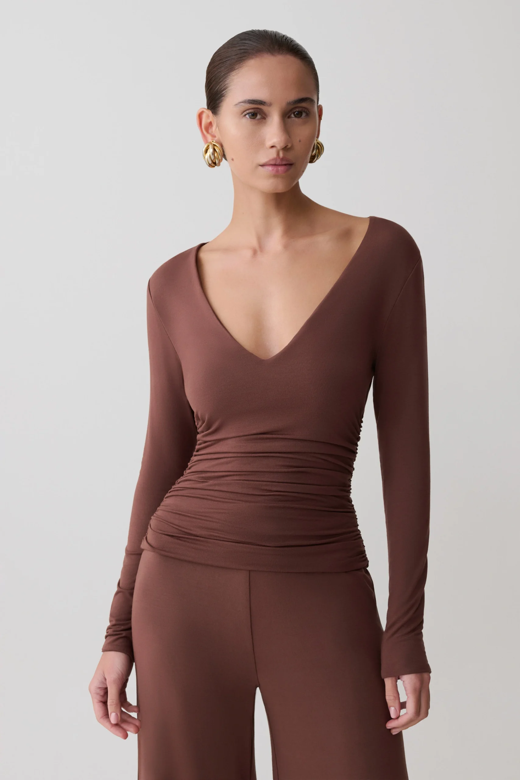 SariLong Sleeve Modal Top - Chocolate