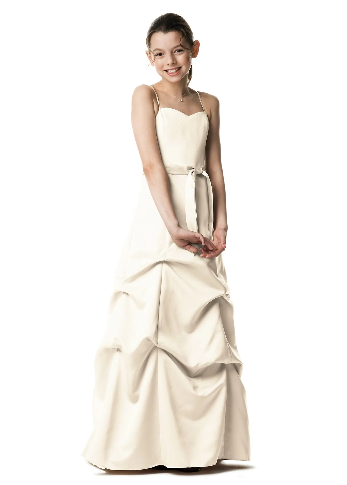 Satin Ball Gown with Pickup Skirt and Sash