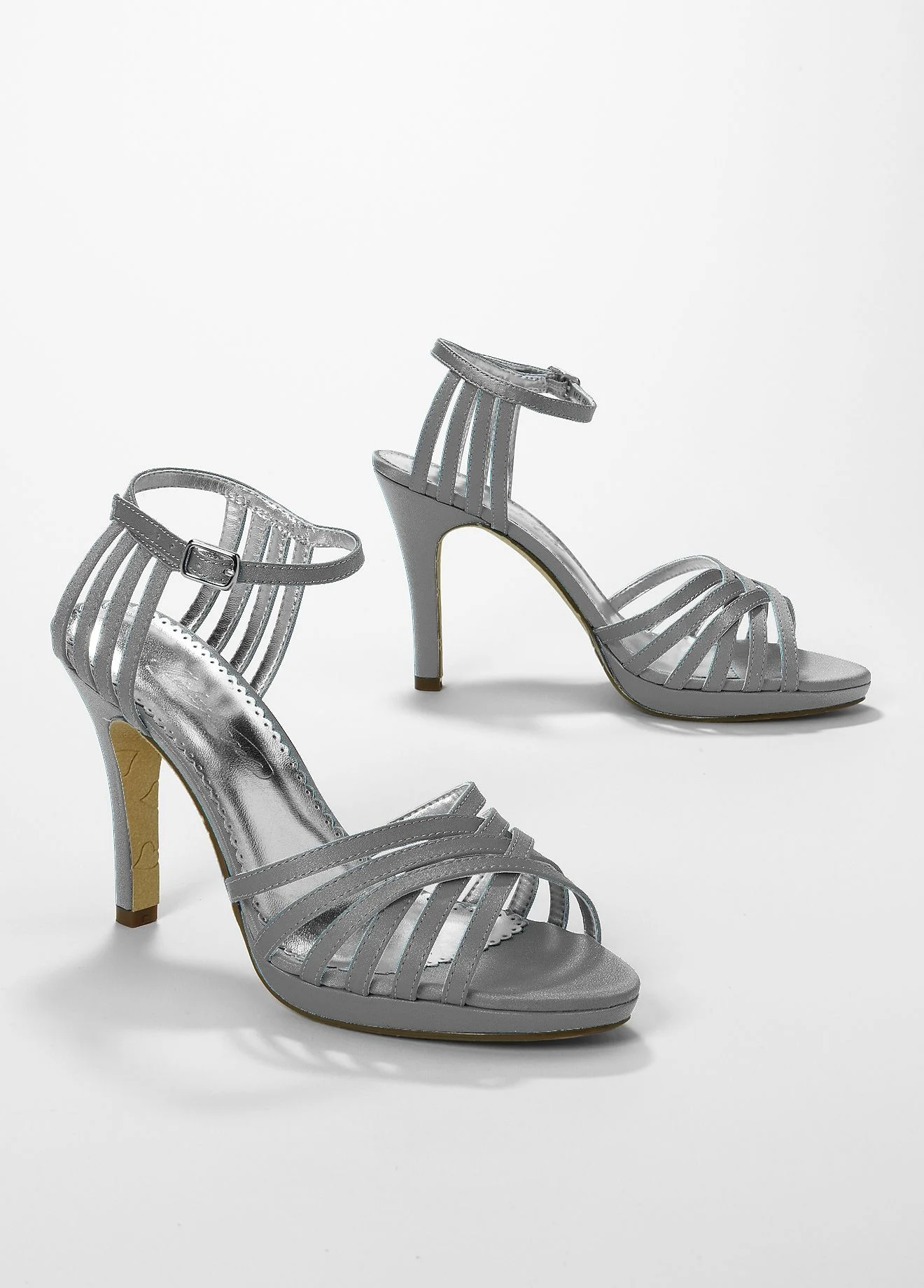 Satin High Heel Lattice Weave Strappy Sandal