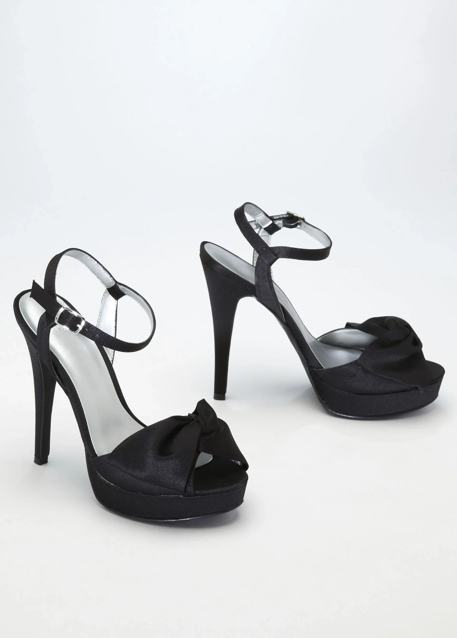 Satin Platform Sandal with Twisted Bow Design