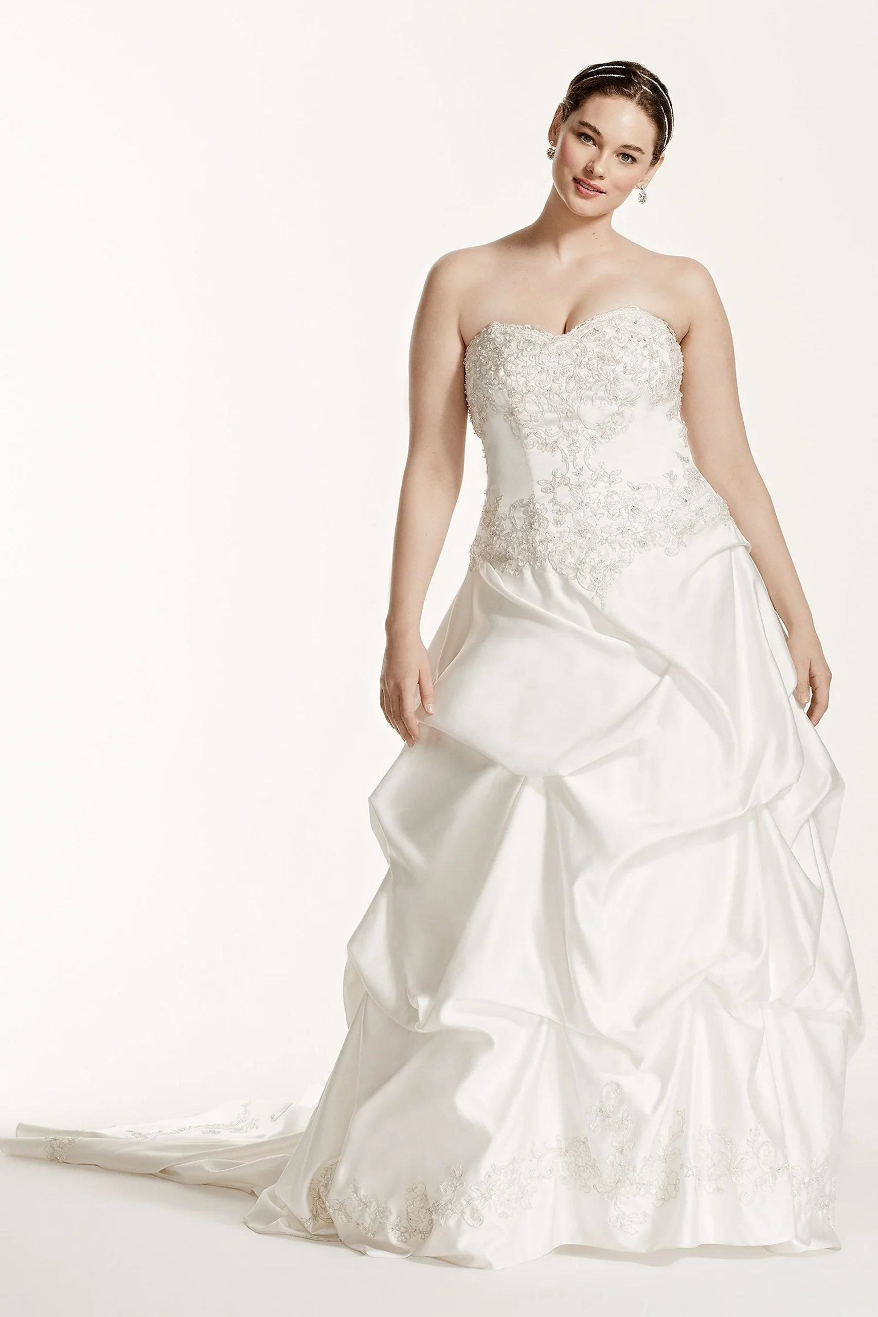 Satin Wedding Dress with Beading and Pick-Up Skirt