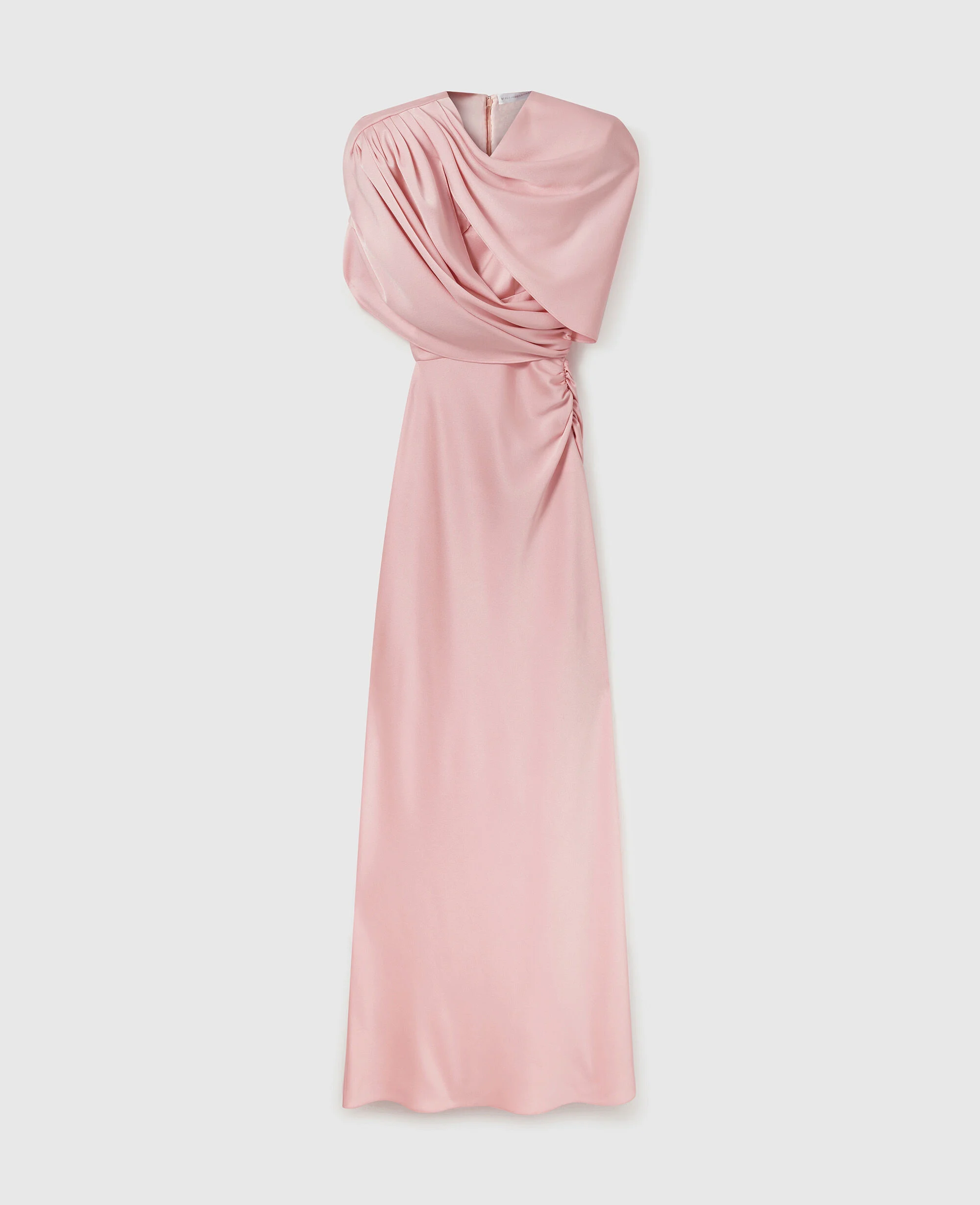 Satin Wrapped Short-Sleeve Maxi Dress