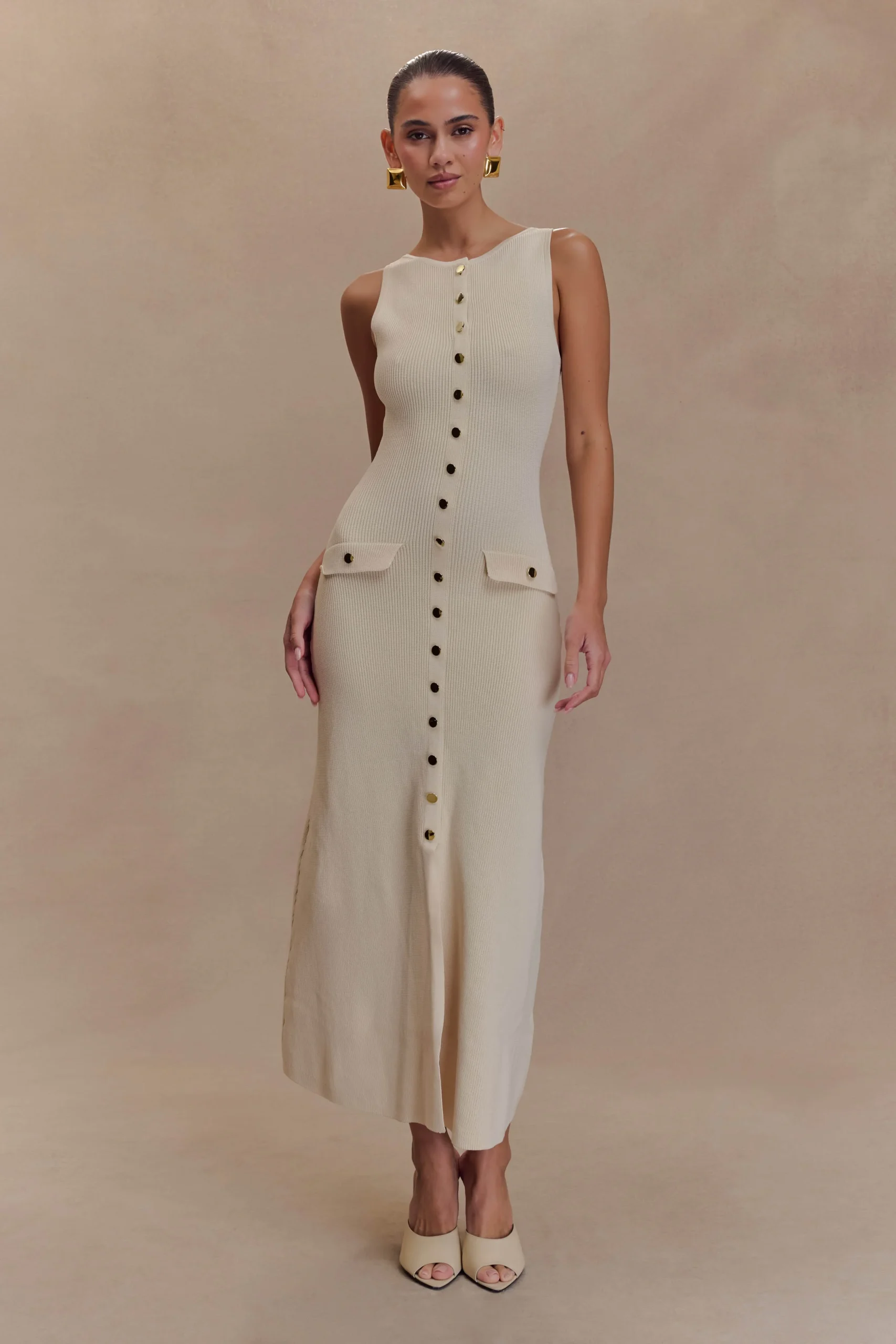 SawyerSleeveless Buttoned Maxi Dress - Ivory