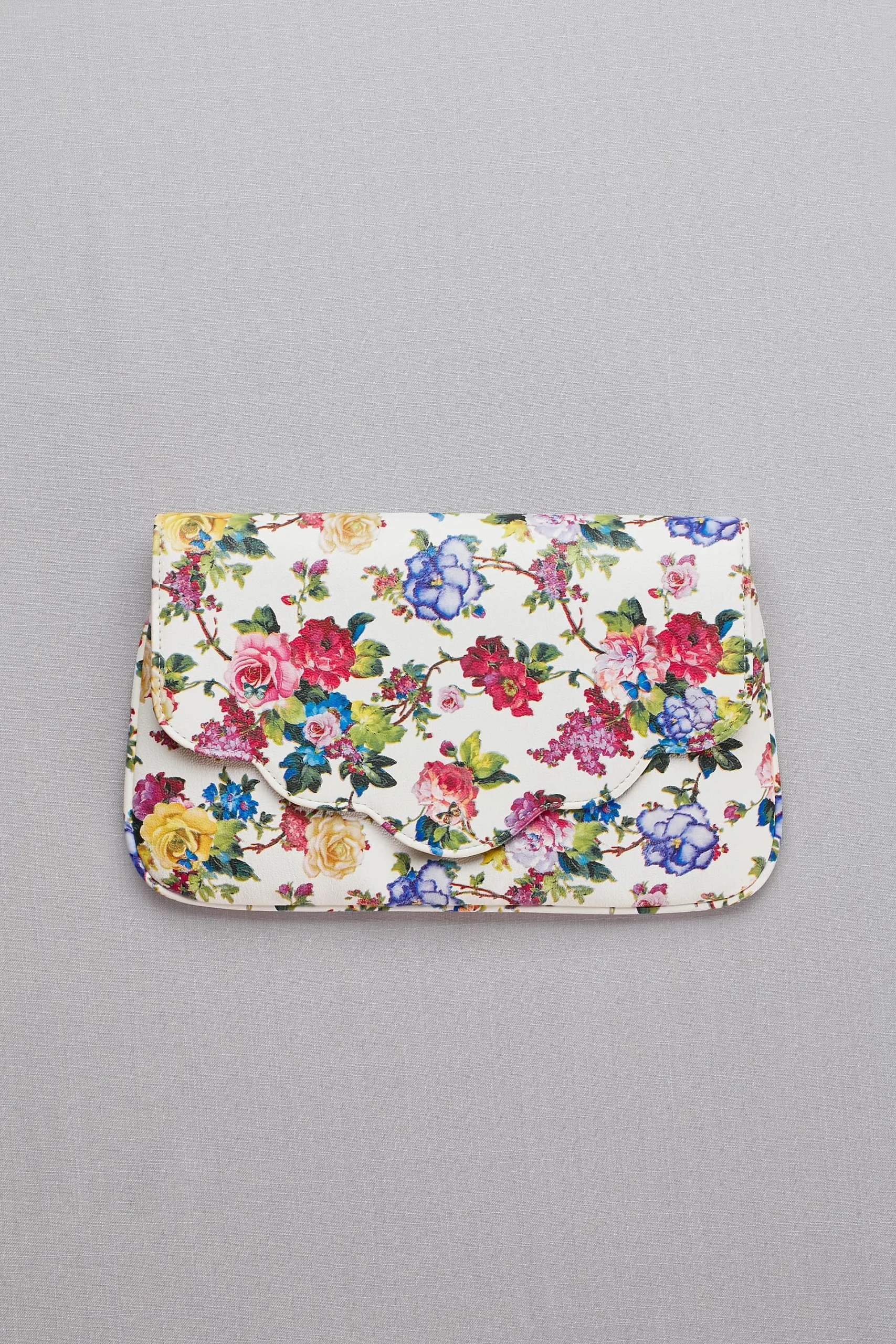 Scalloped Floral Foldover Clutch