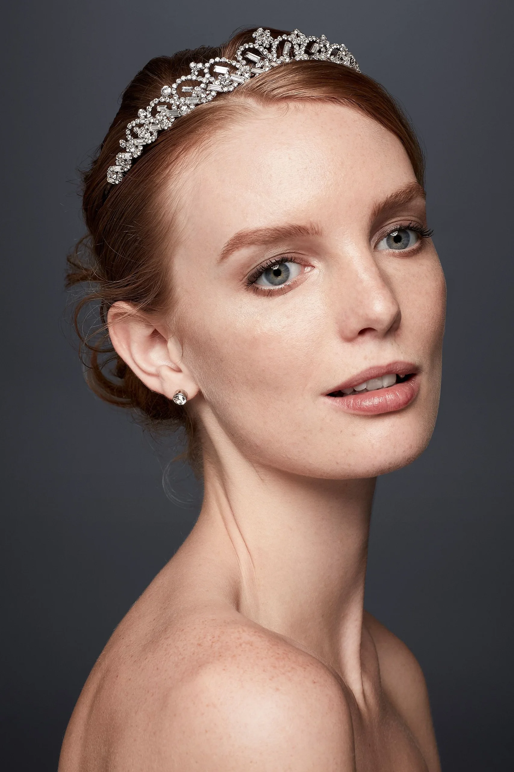 Scalloped Rhinestone Tiara with Baguettes