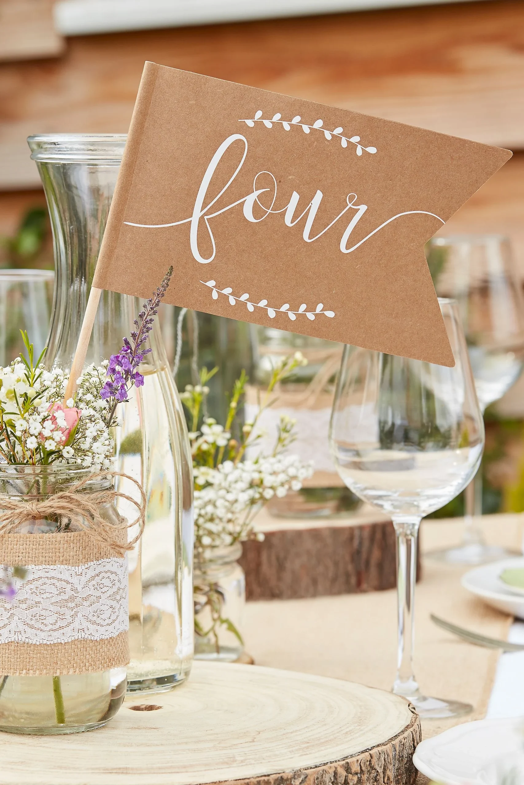 Scripted Kraft Paper Table Number Flags
