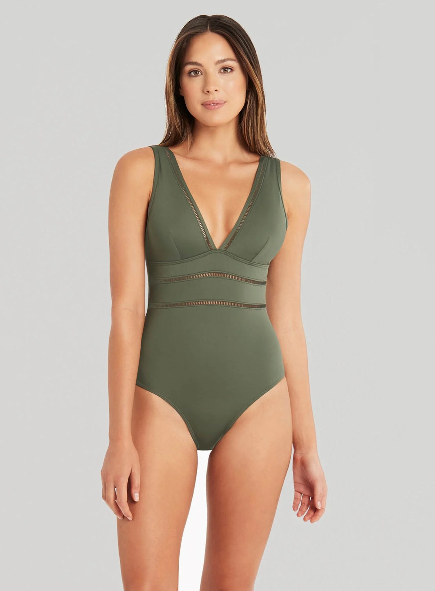 Sea Level: Eco Essentials Spliced Swimsuit Khaki