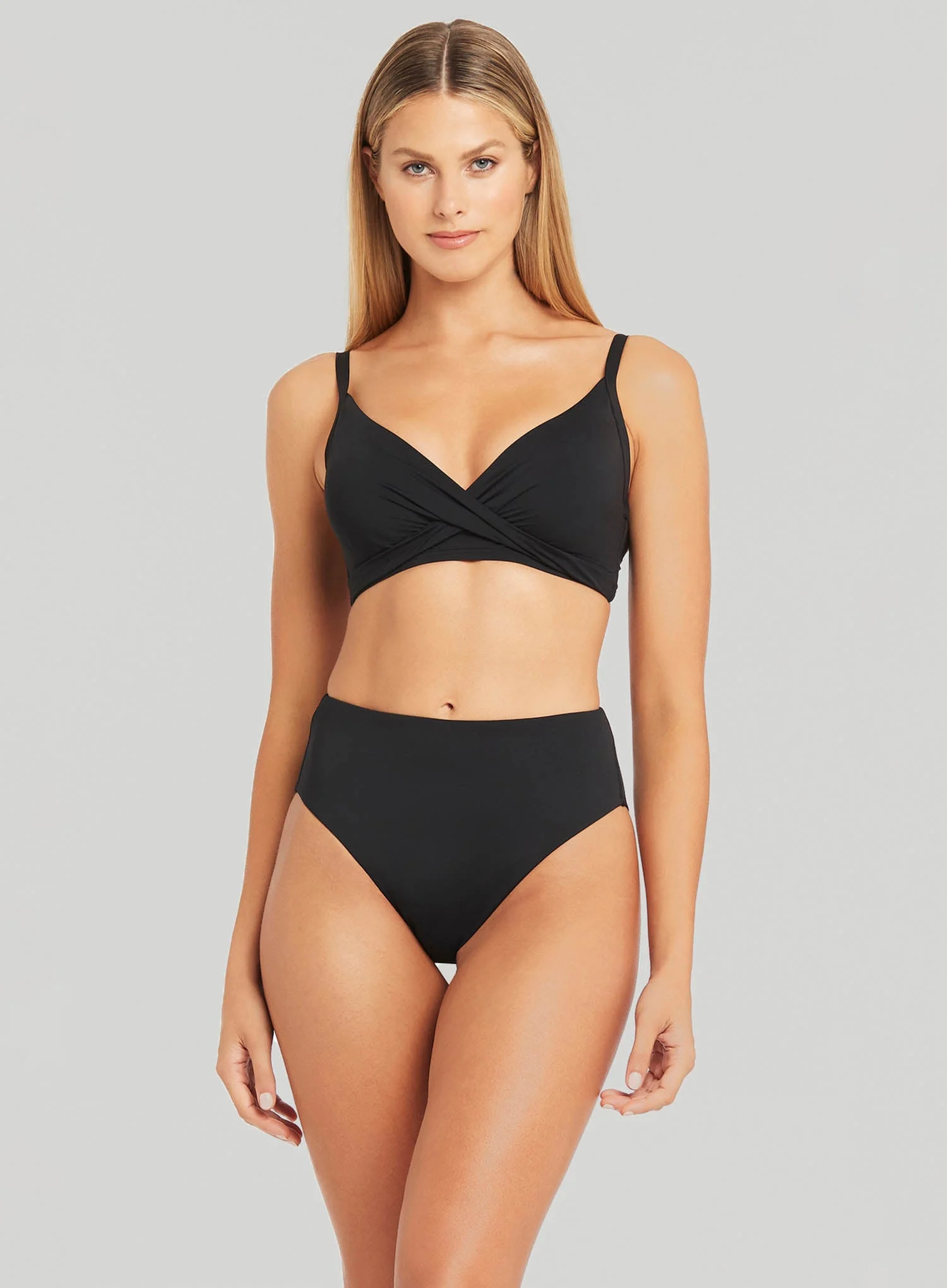 Sea Level: Eco Essentials Twist Front DD E Cup Bikini Top Black