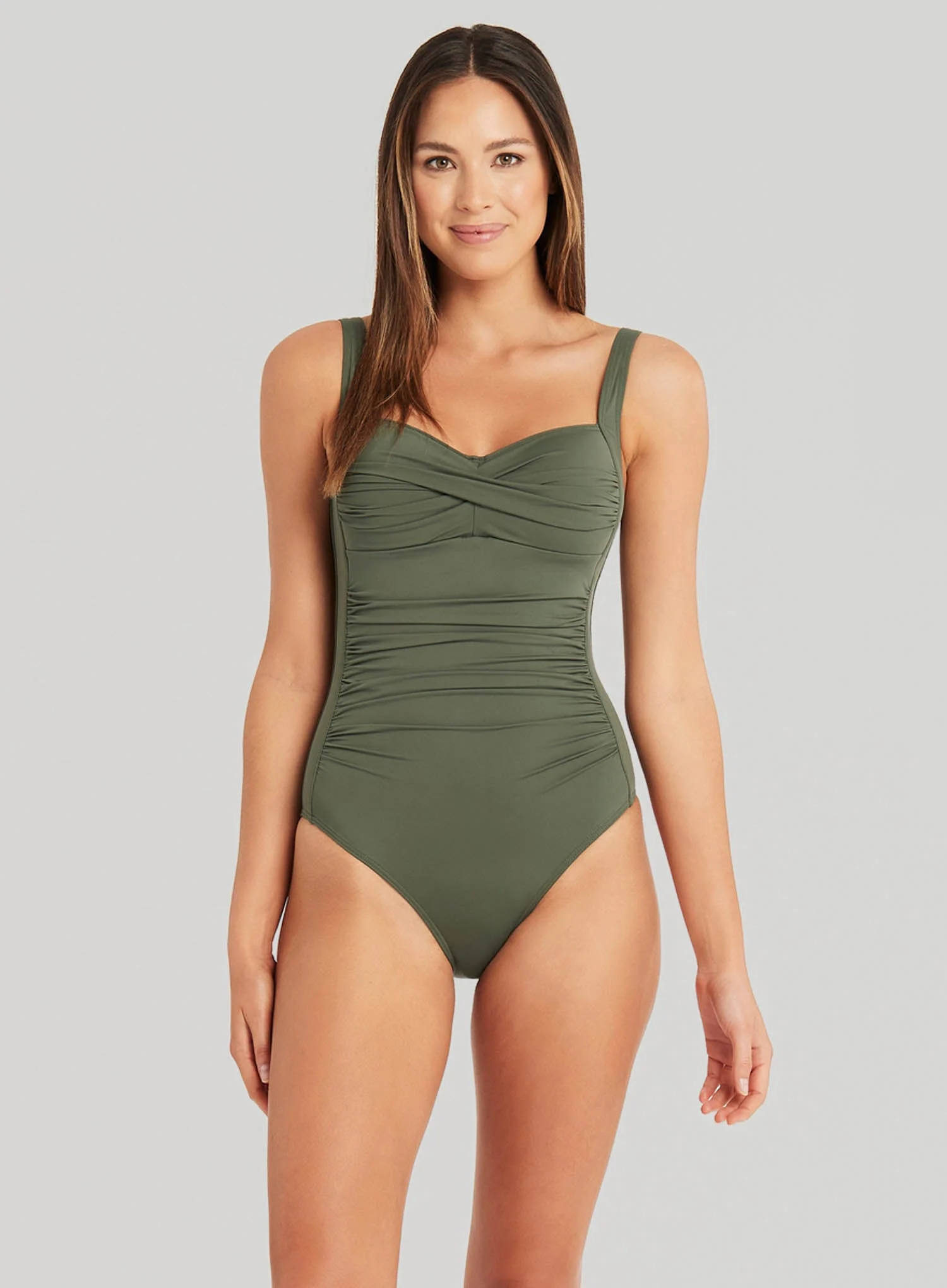 Sea Level: Eco Essentials Twist Front Multifit Swimsuit Khaki