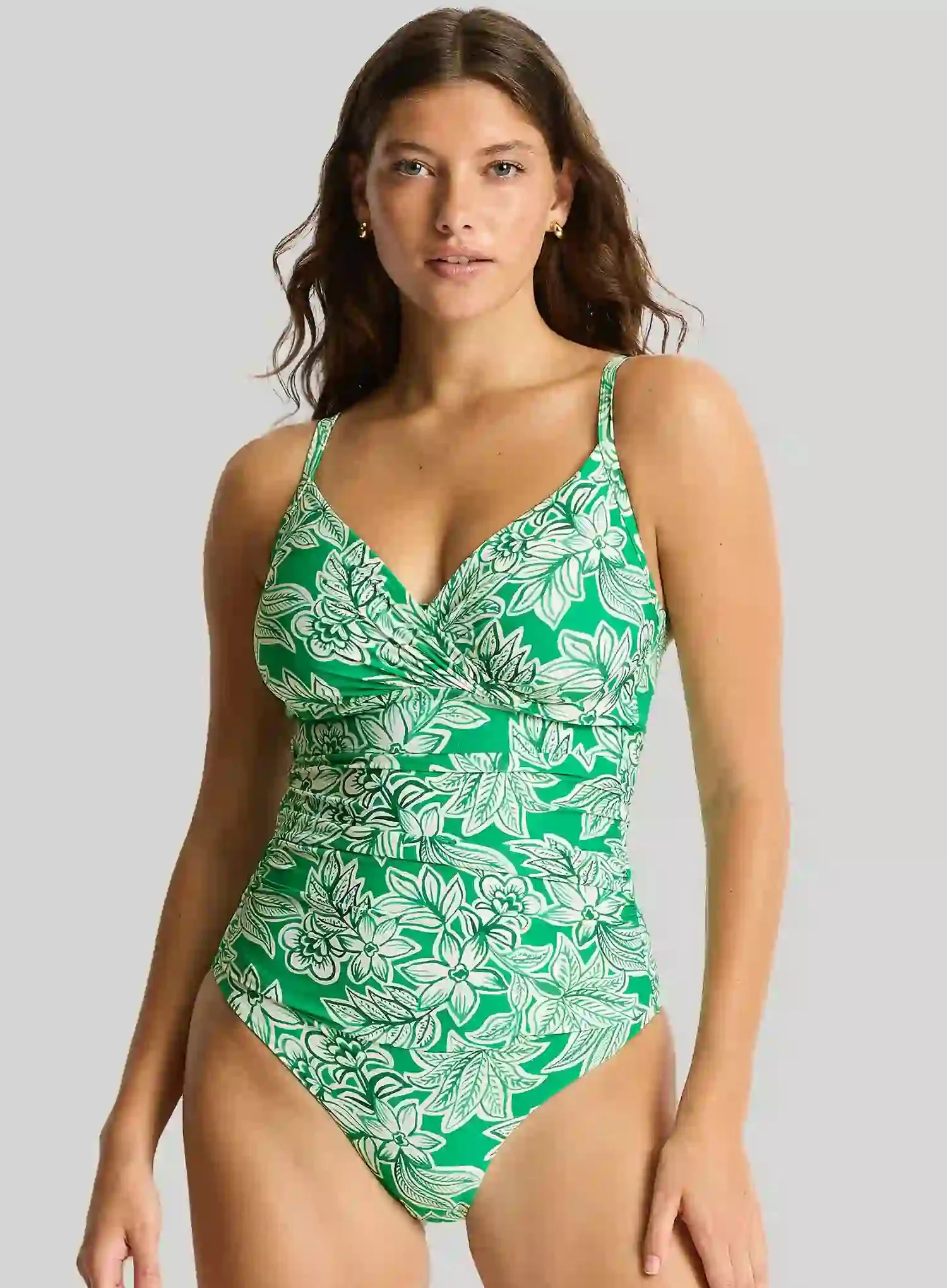 Sea Level: Palmera Wrap Front DD E Cup One Piece Green