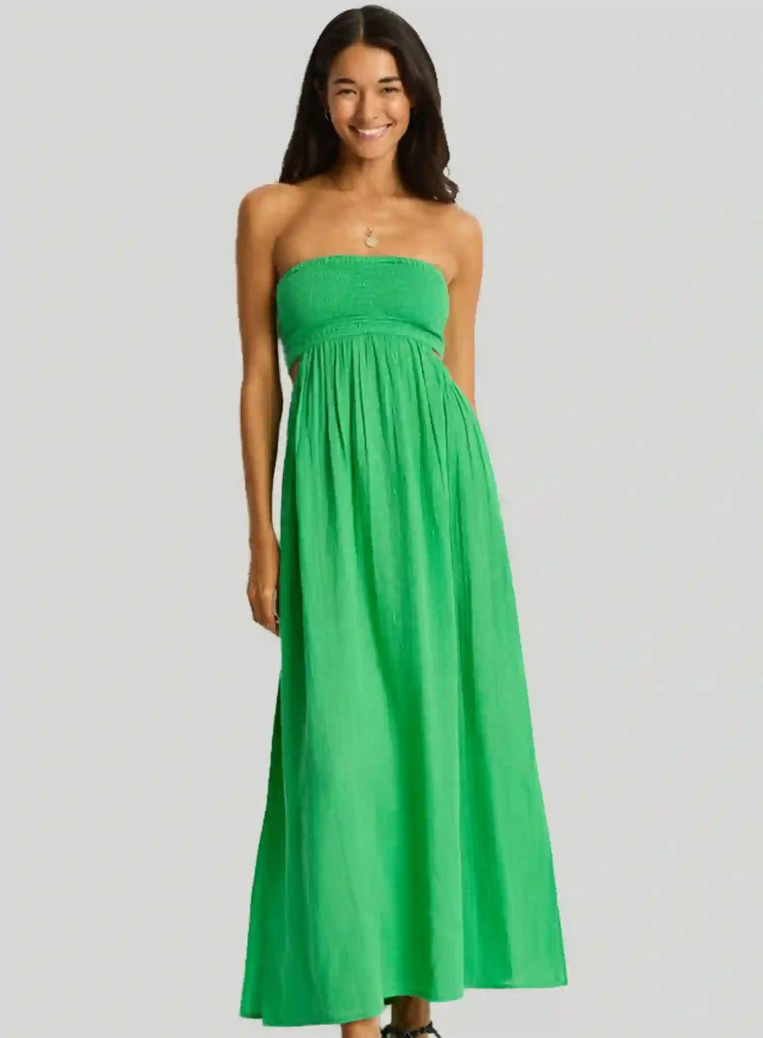 Sea Level: Sunset Cutaway Bandeau Dress Kelly Green