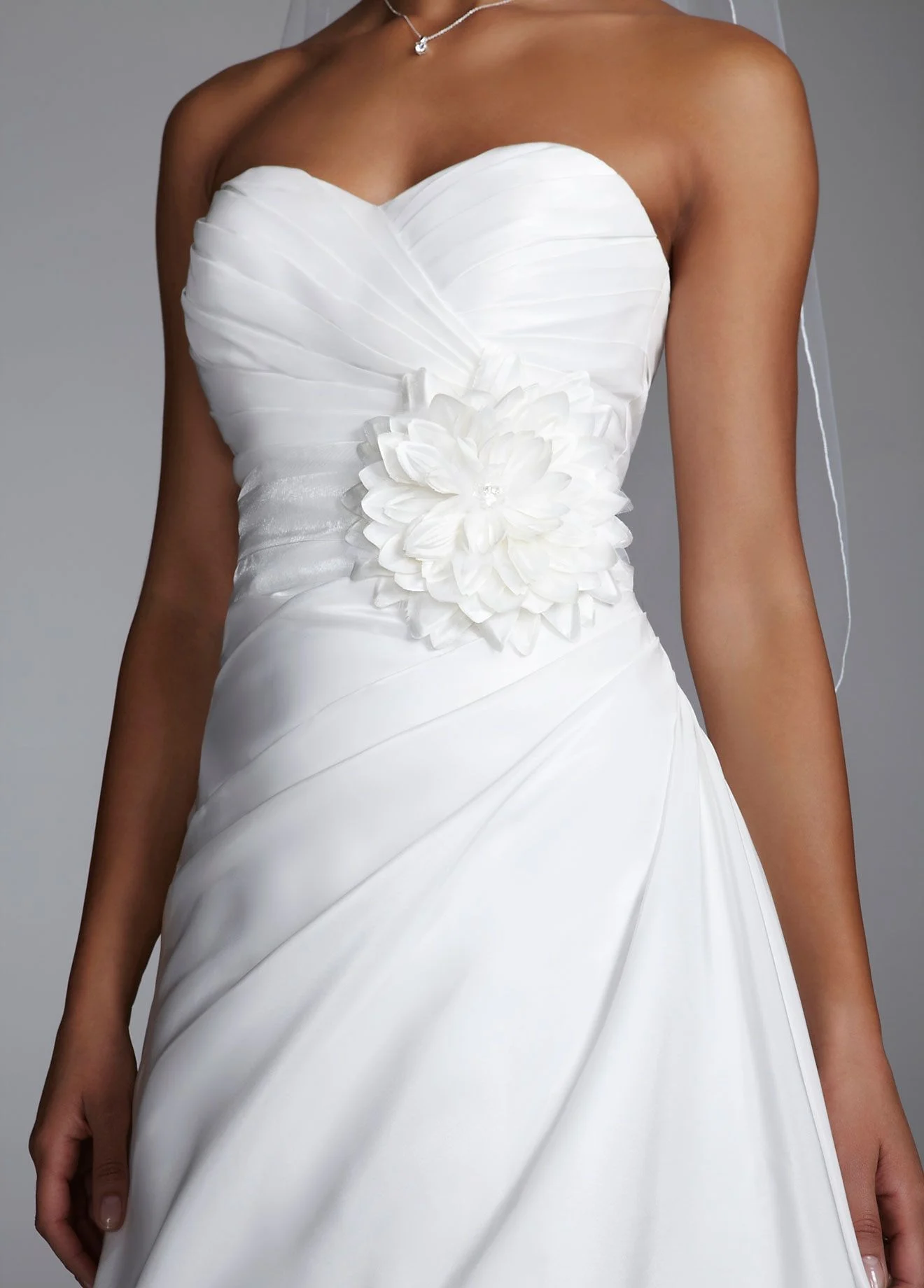 Self-Tie Organza Sash with 3-D Flower