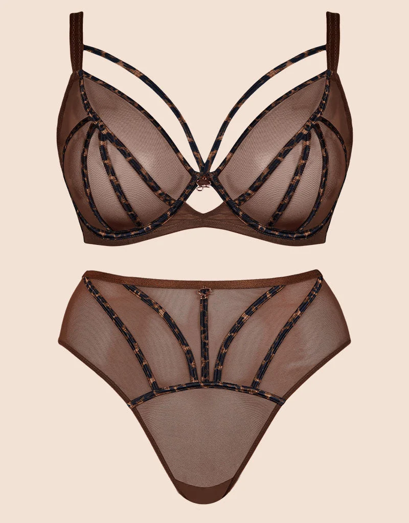 Senses Plunge Bra Leopard Brown