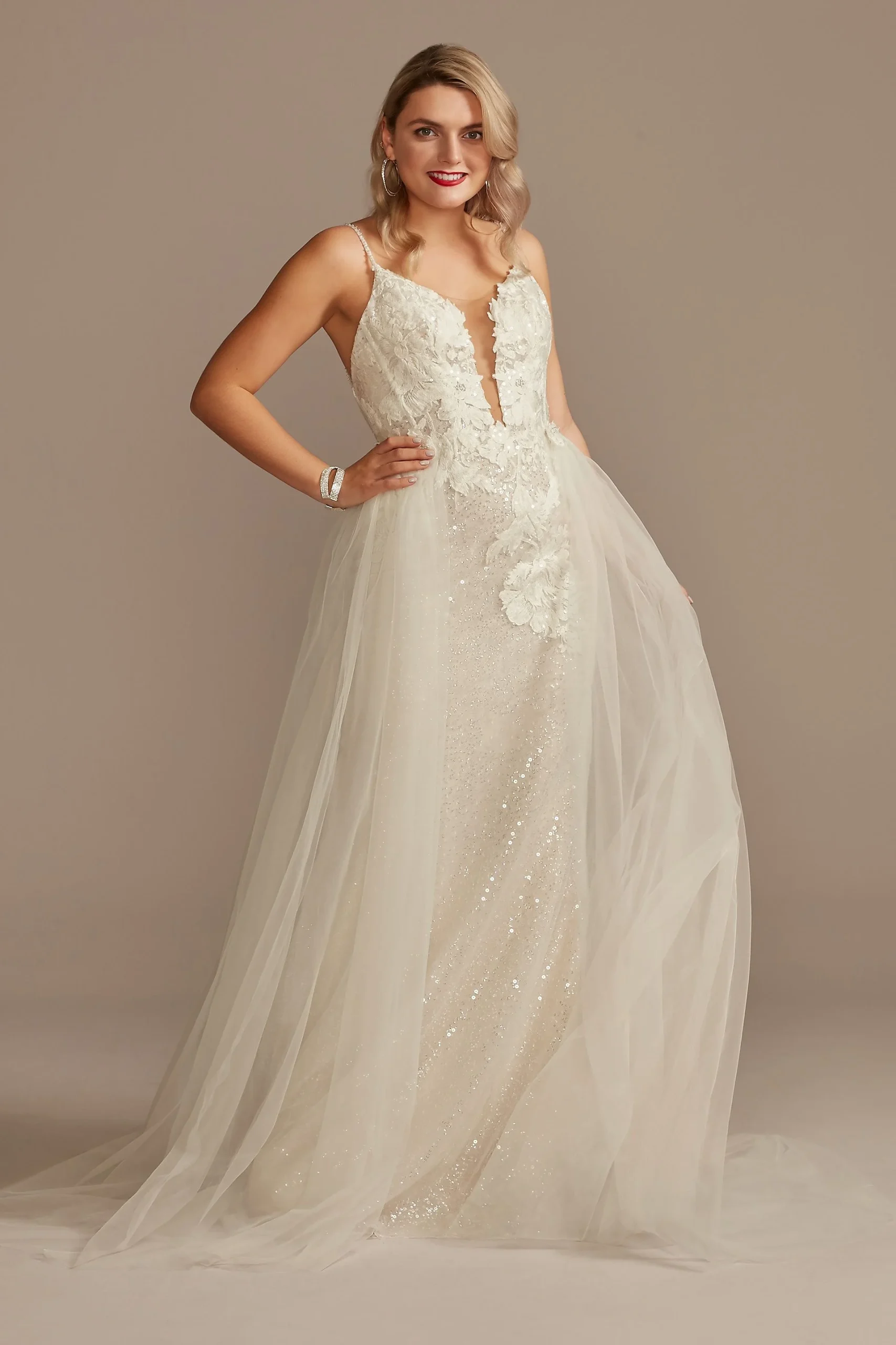 Sequin Wedding Dress with Removable Train