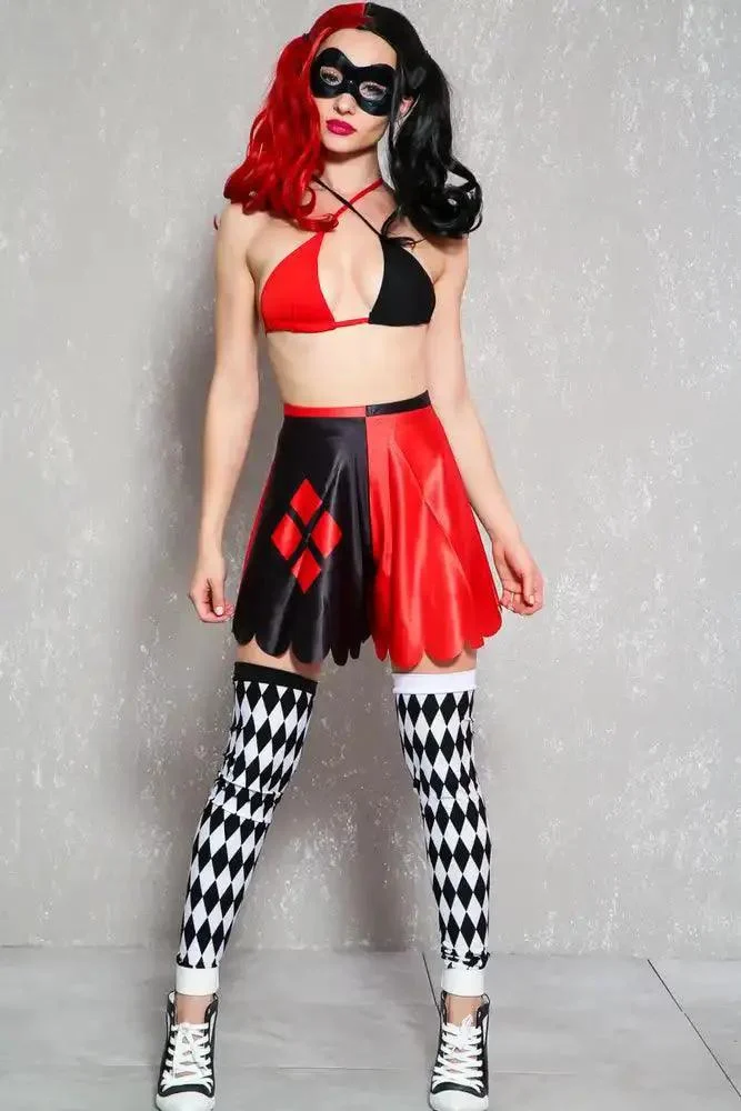 Sexy Black Red 2Pc High Waist Story Book Costume