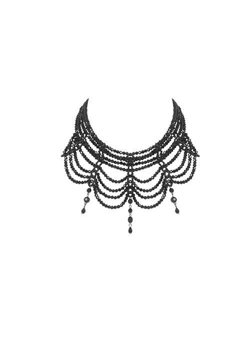 Sexy Black Tassel Clavicle Chain Gothic Pendant Necklace