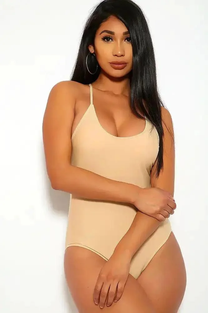 Sexy Nude Lightly Padded One Piece Swimsuit