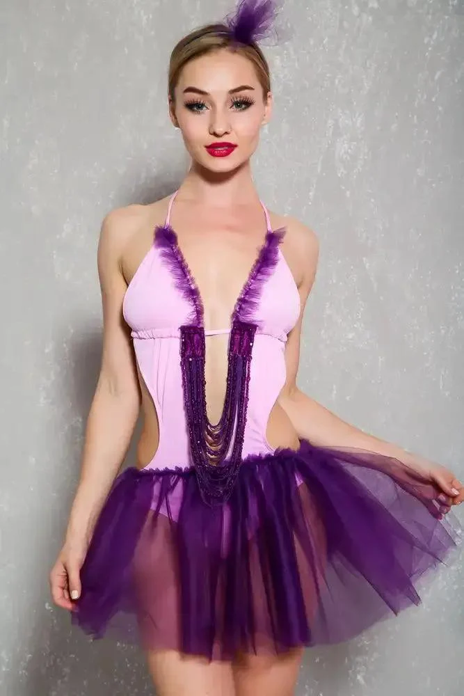 Sexy Pink Purple Mesh Tutu Valley 2Pc Costume