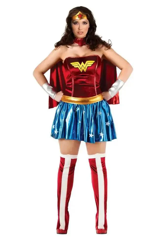Sexy Red Blue Wonder Women Plus Size Costume.