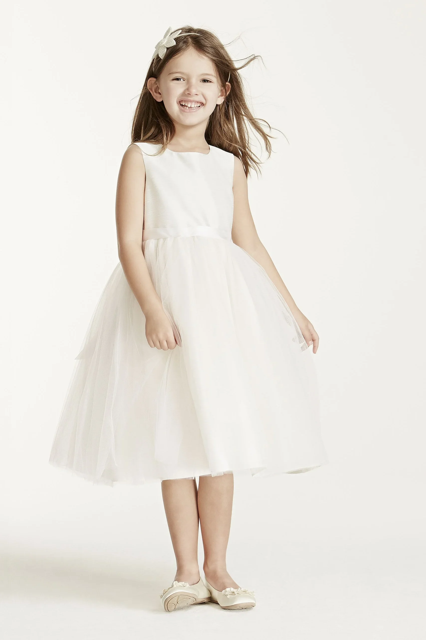 Shantung Tank Dress with Full Tulle Skirt