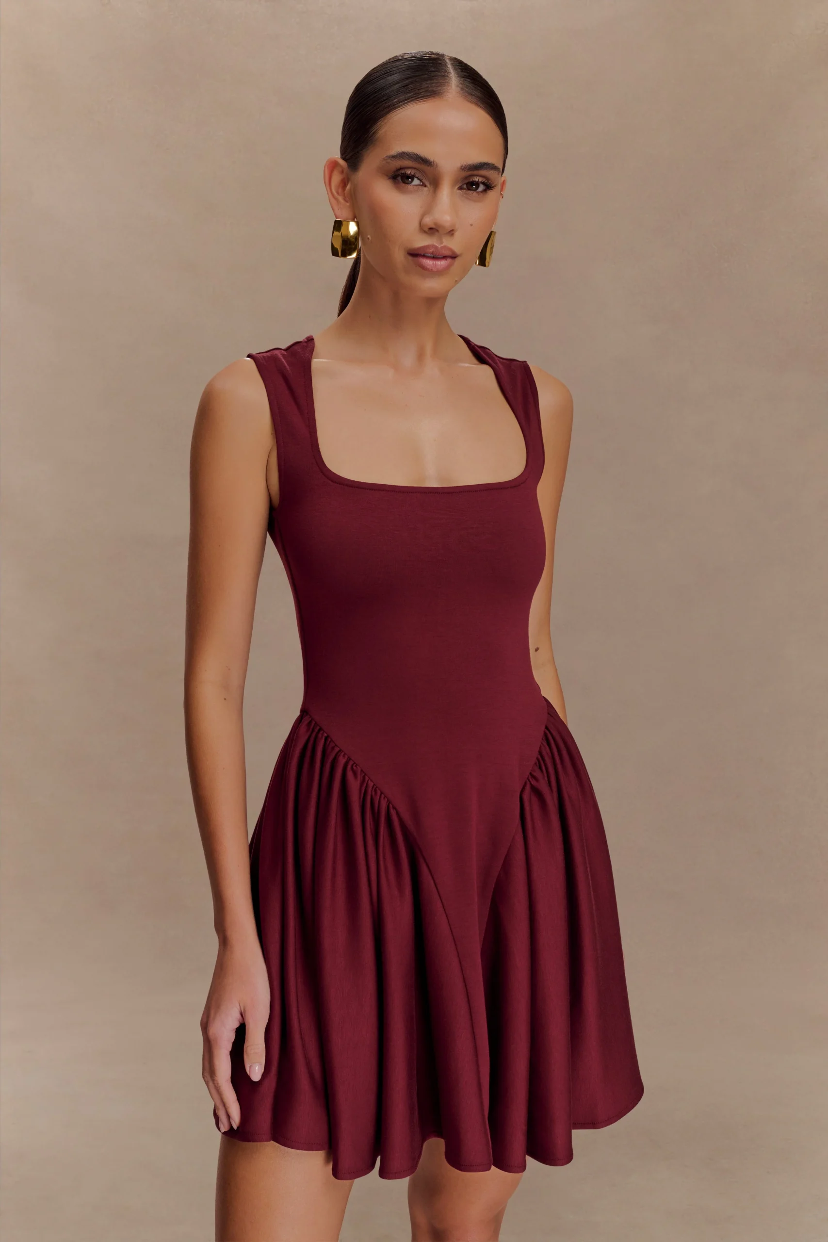 SharonFINAL SALEScuba Jersey Mini Dress - Wine