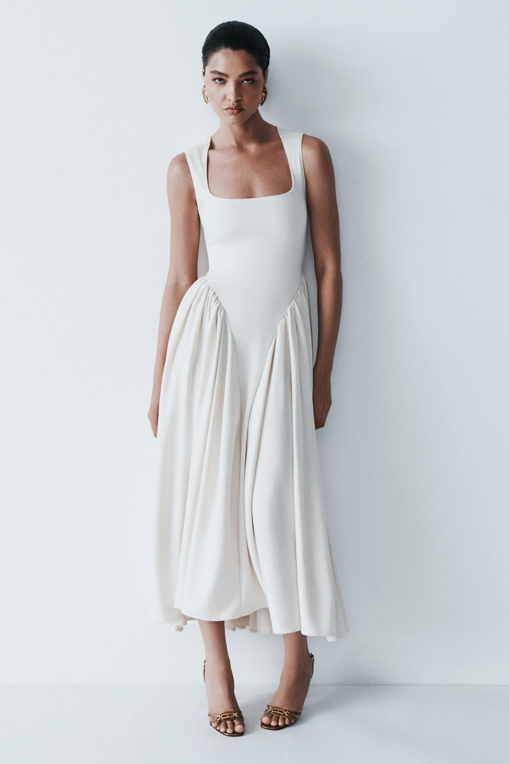SharonScuba Jersey Midi Dress - Ivory