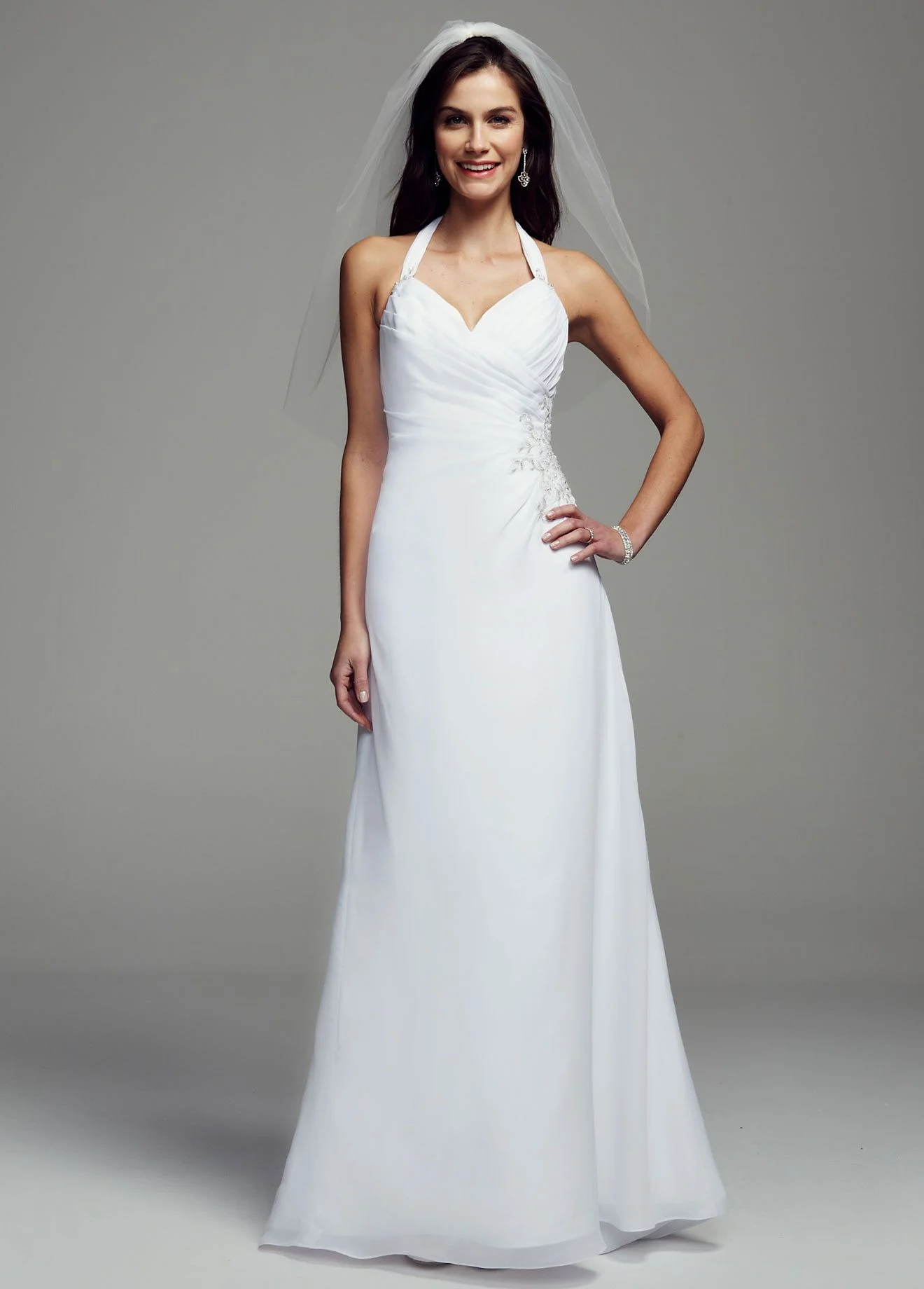 Sheath Georgette Gown with Halter Neckline