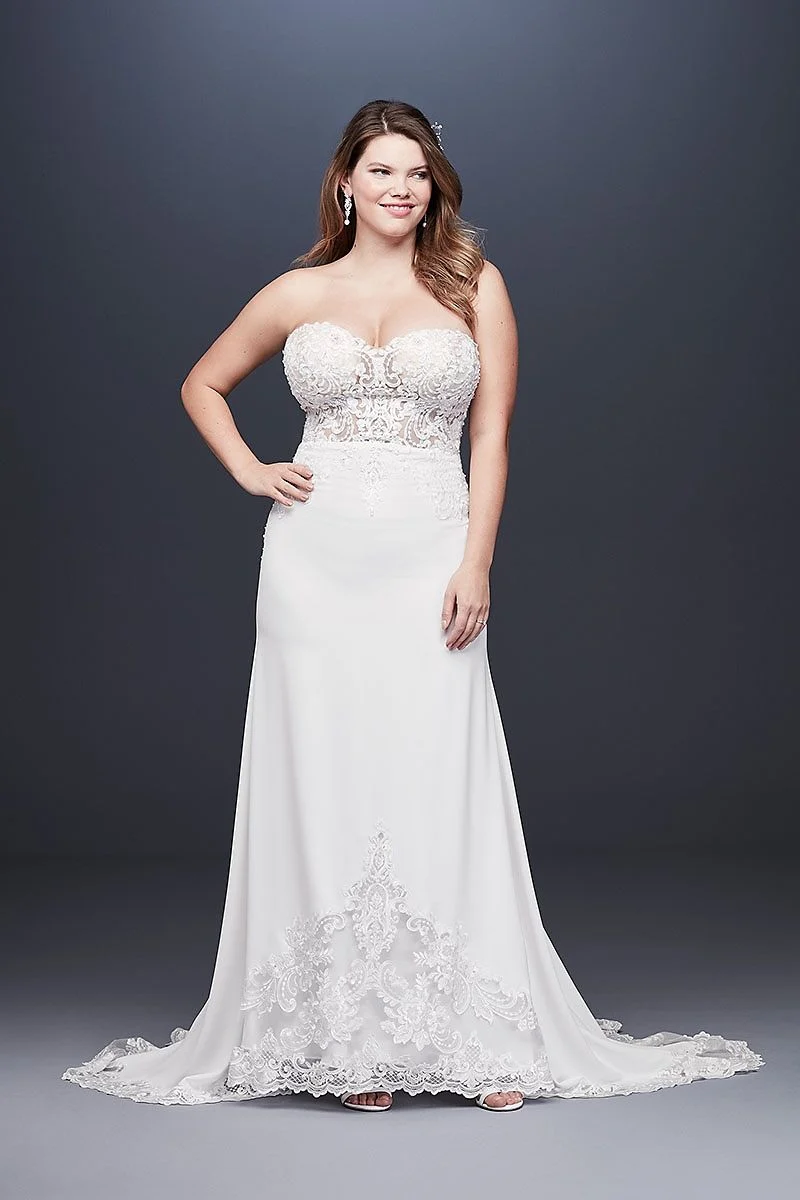 Sheer Beaded Bodice Lace Wedding Dress