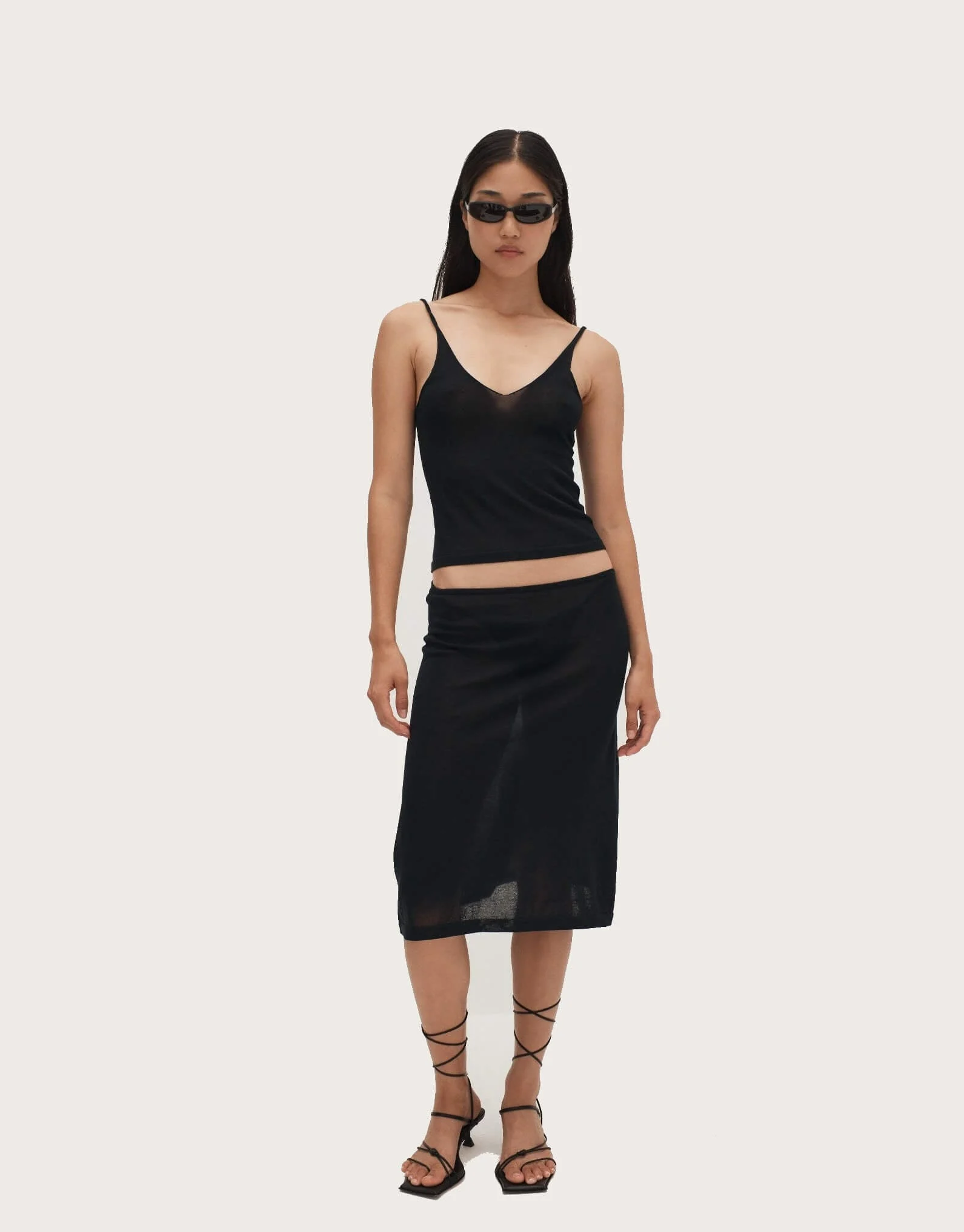 Sheer Knit Skirt Black