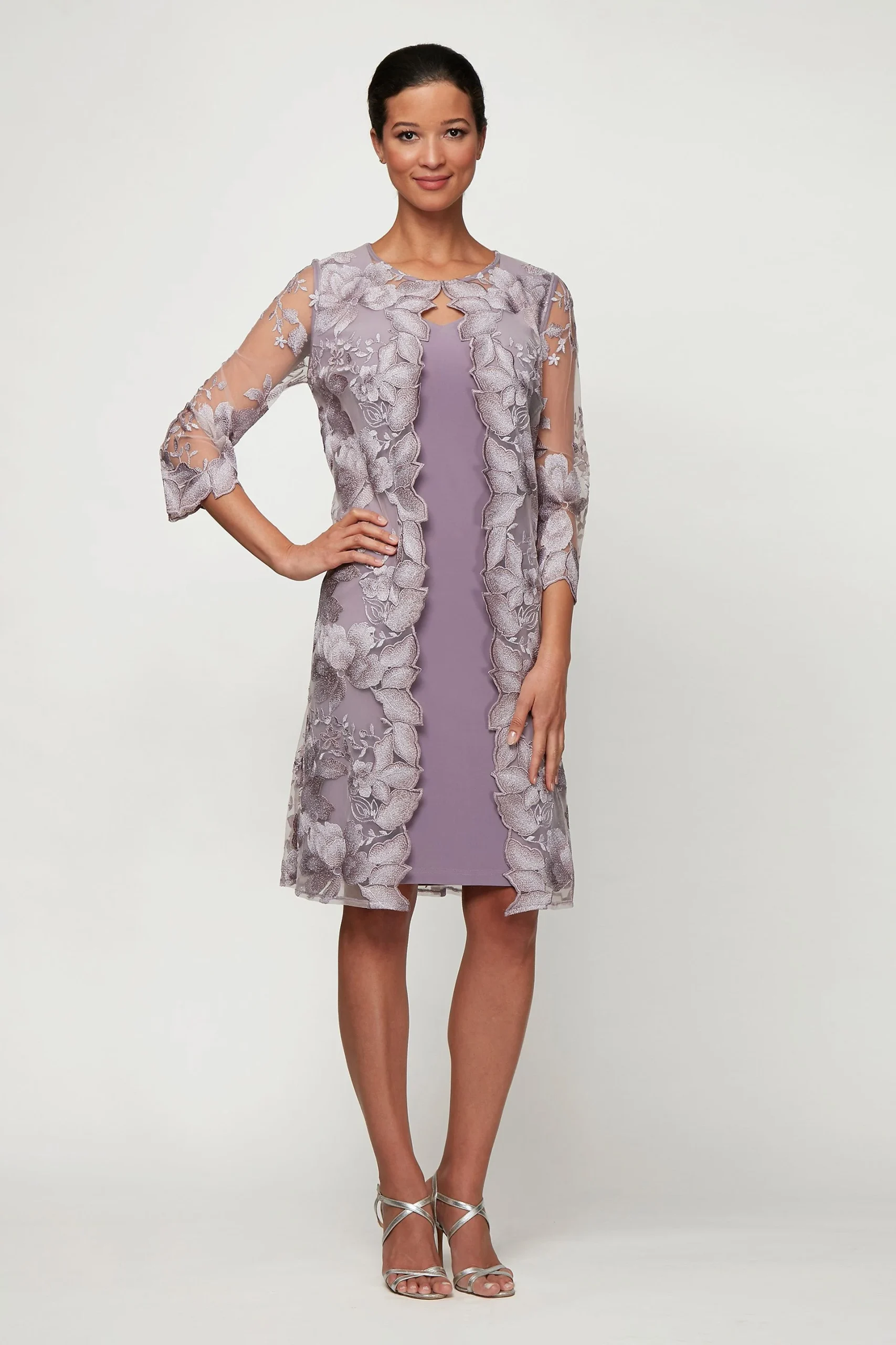Short Matte Jersey Dress with Attached Jacket