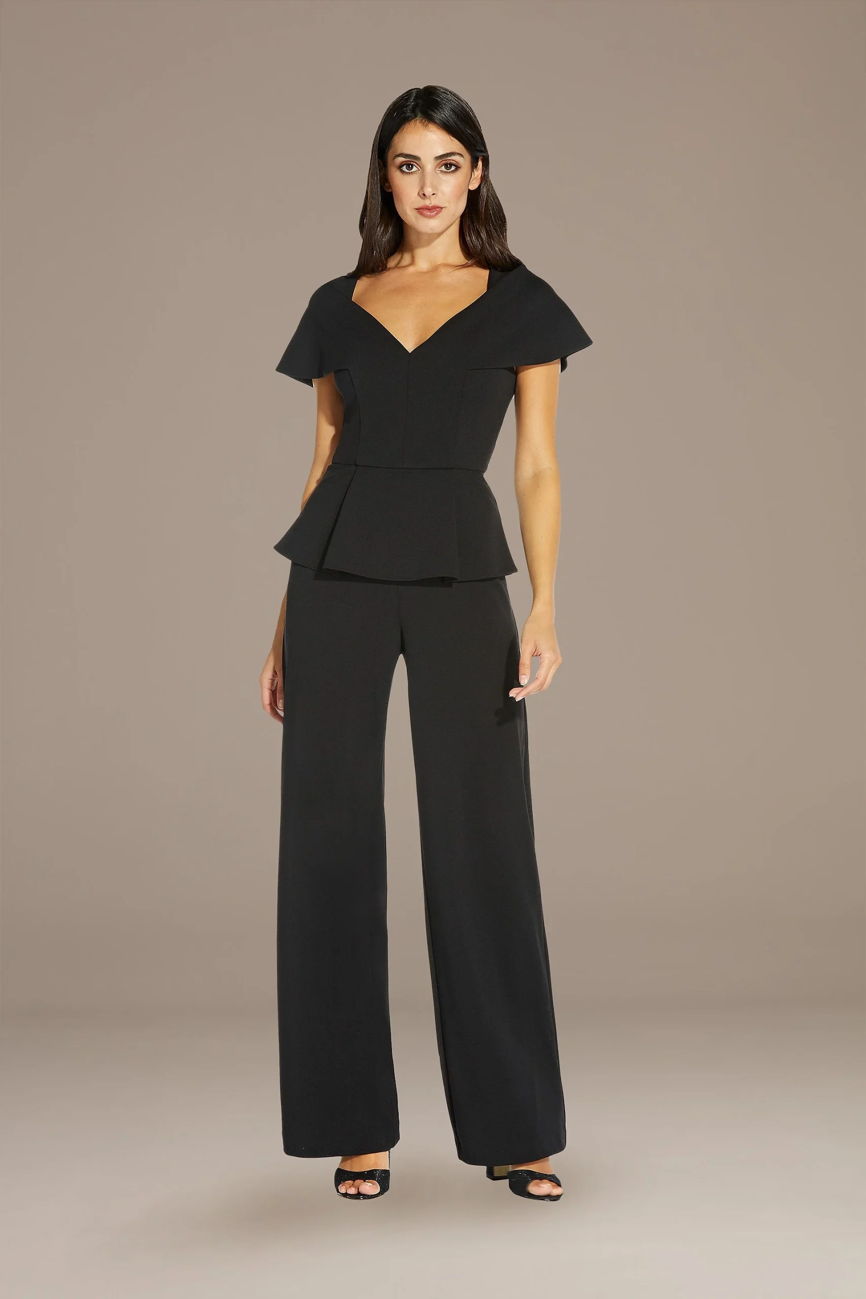 Short Sleeve Jumpsuit with Peplum Detail