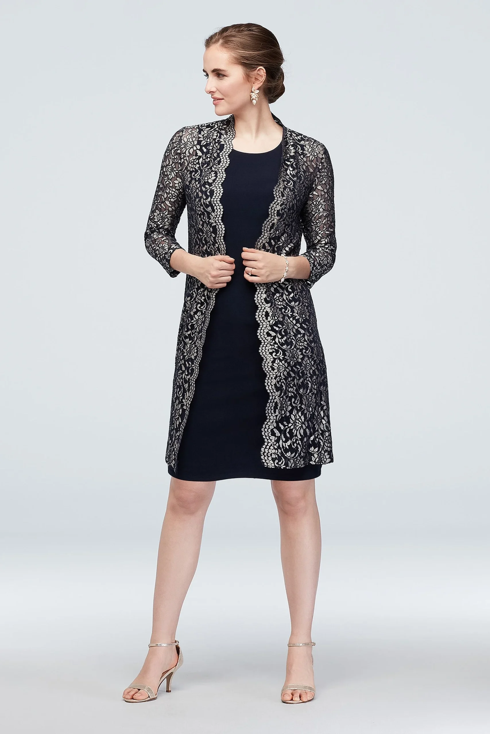 Short Tank Dress and Illusion Lace Jacket Set