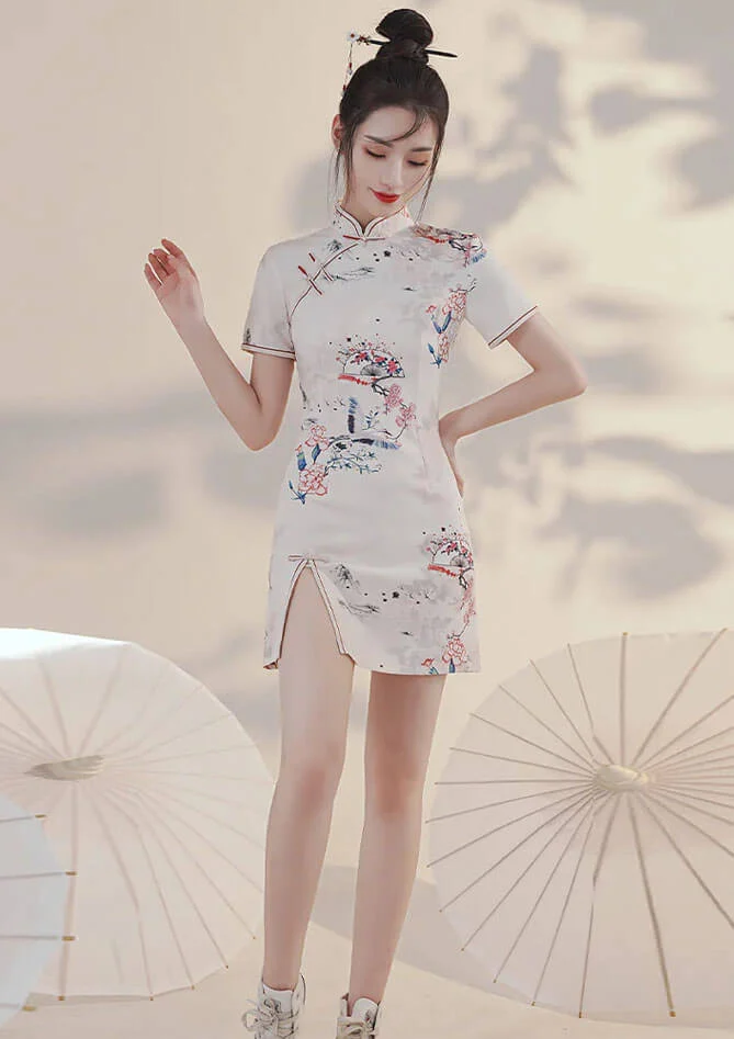 Side Slit Chinese Mini Dresses